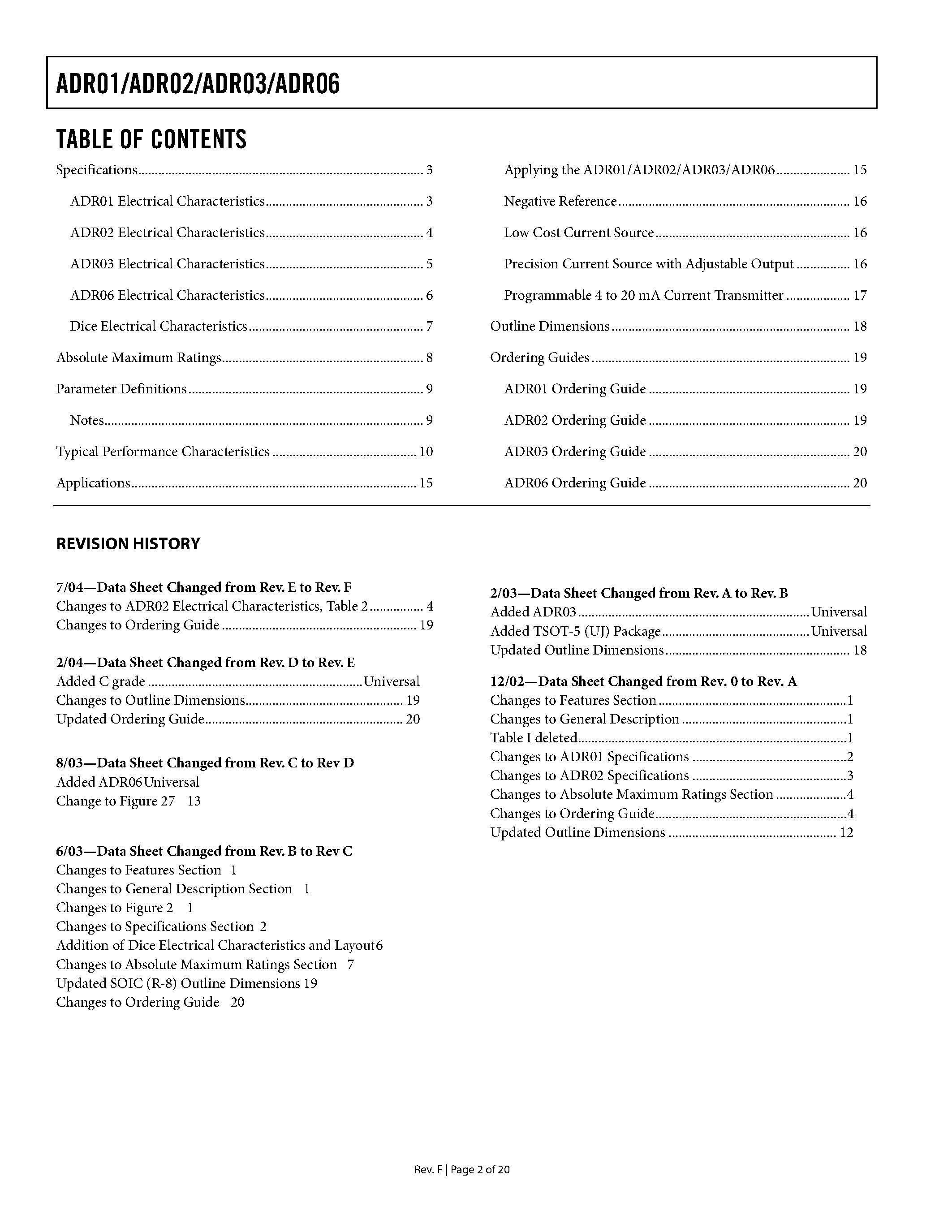 Datasheet ADR03BR-REEL7 - Ultracompact Precision10 V/5 V/2.5 V/3.0 V Voltage References page 2