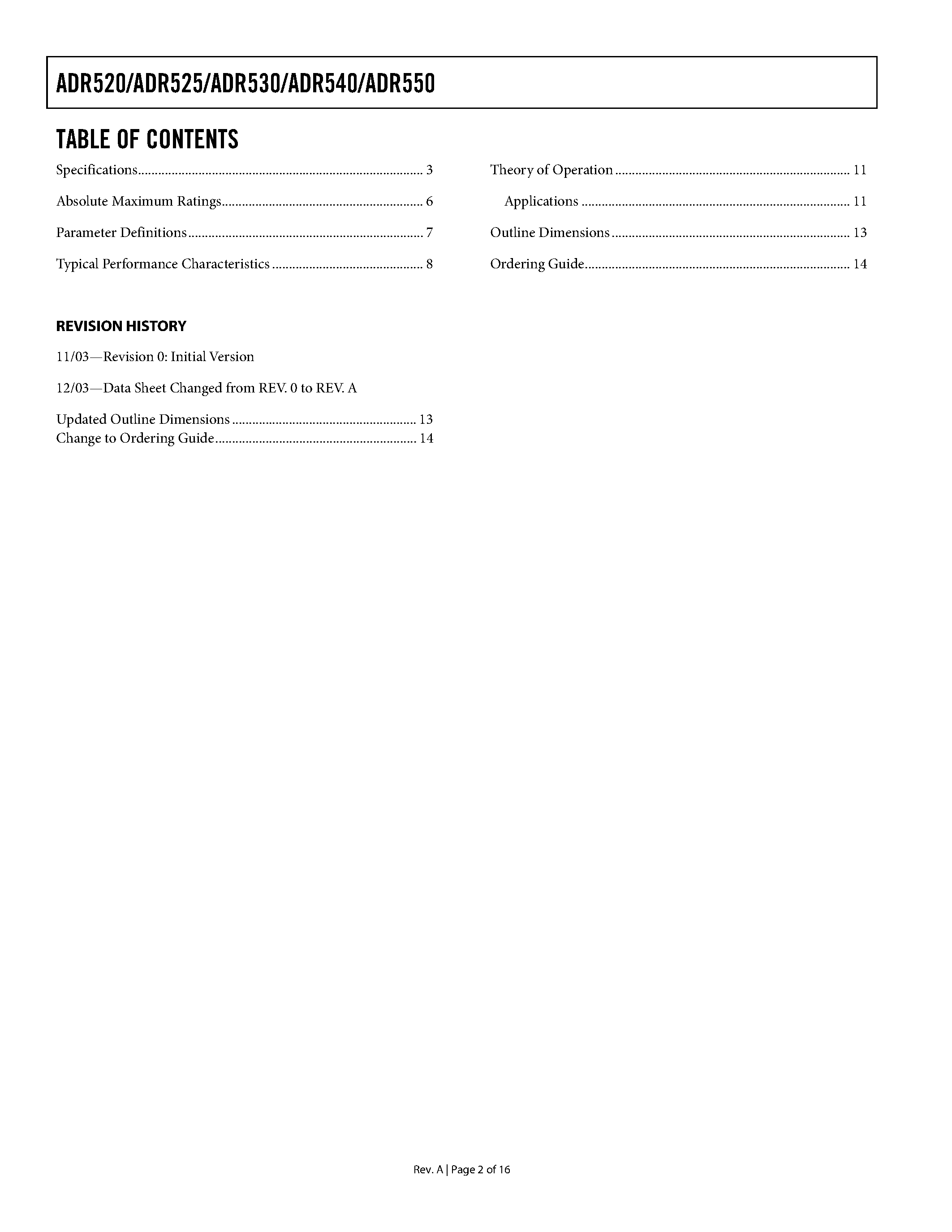 Даташит ADR520 - High Precision Shunt Mode Voltage References страница 2