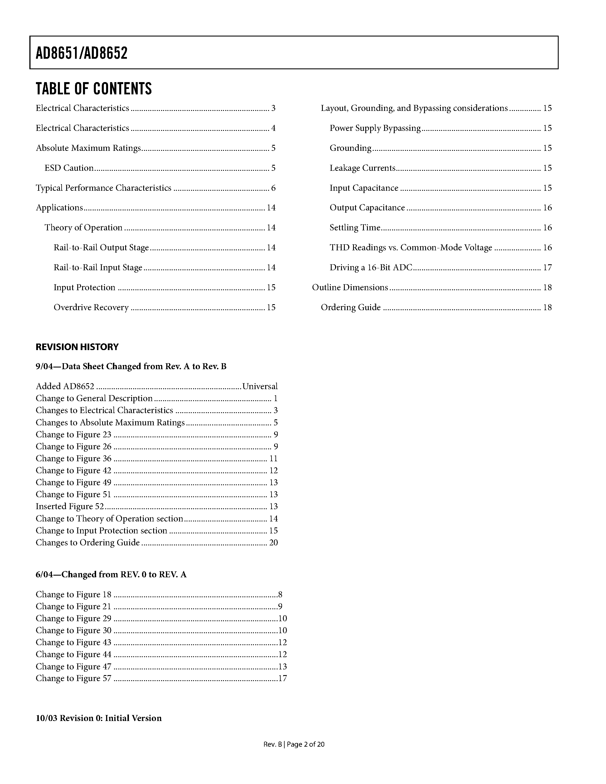 Datasheet AD8651 - 50 MHz/ Precision/ Low Distortion/ Low Noise CMOS Amplifiers page 2