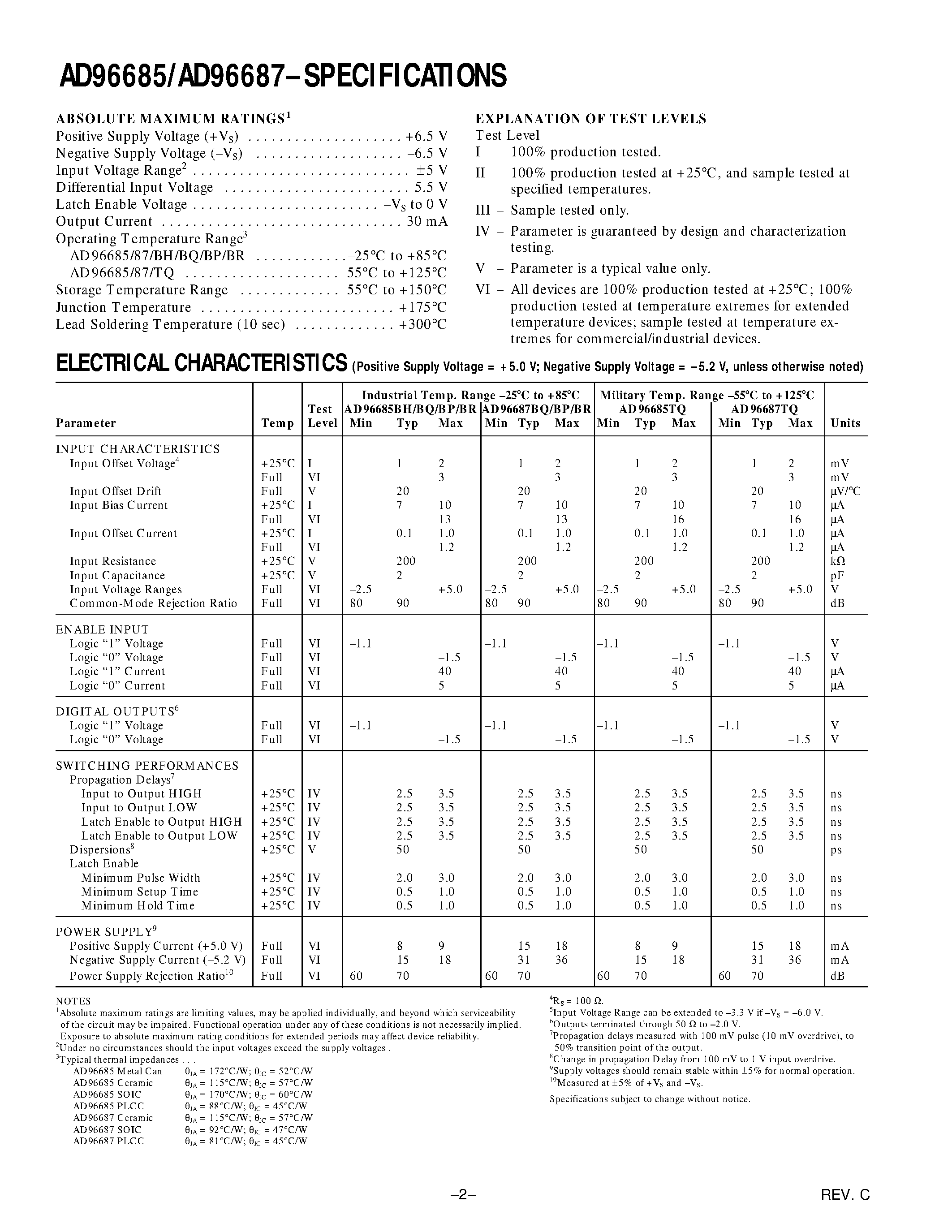 Datasheet AD96685 - Ultrafast Comparators page 2