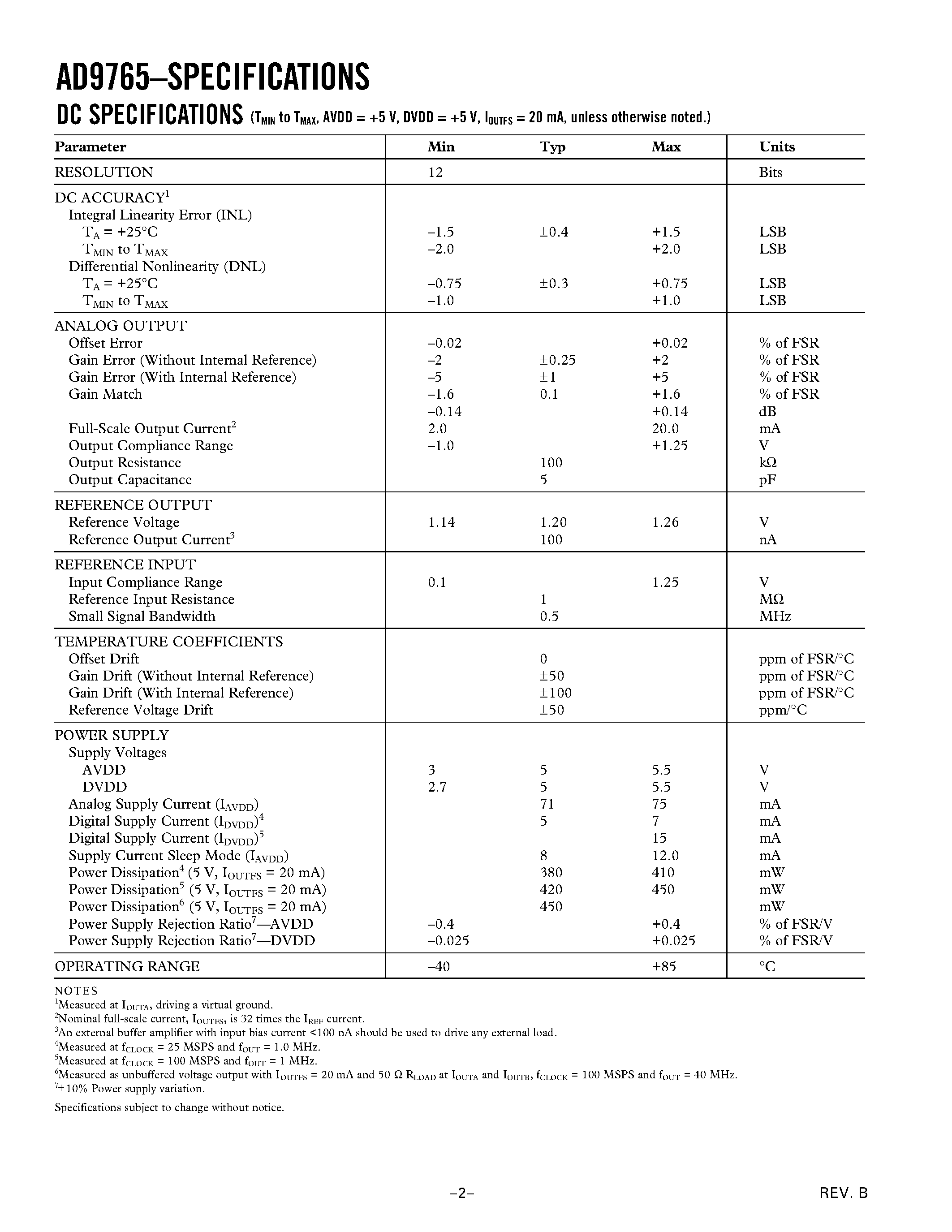 Datasheet AD9765-EB - 12-Bit/ 125 MSPS Dual TxDAC+ D/A Converter page 2