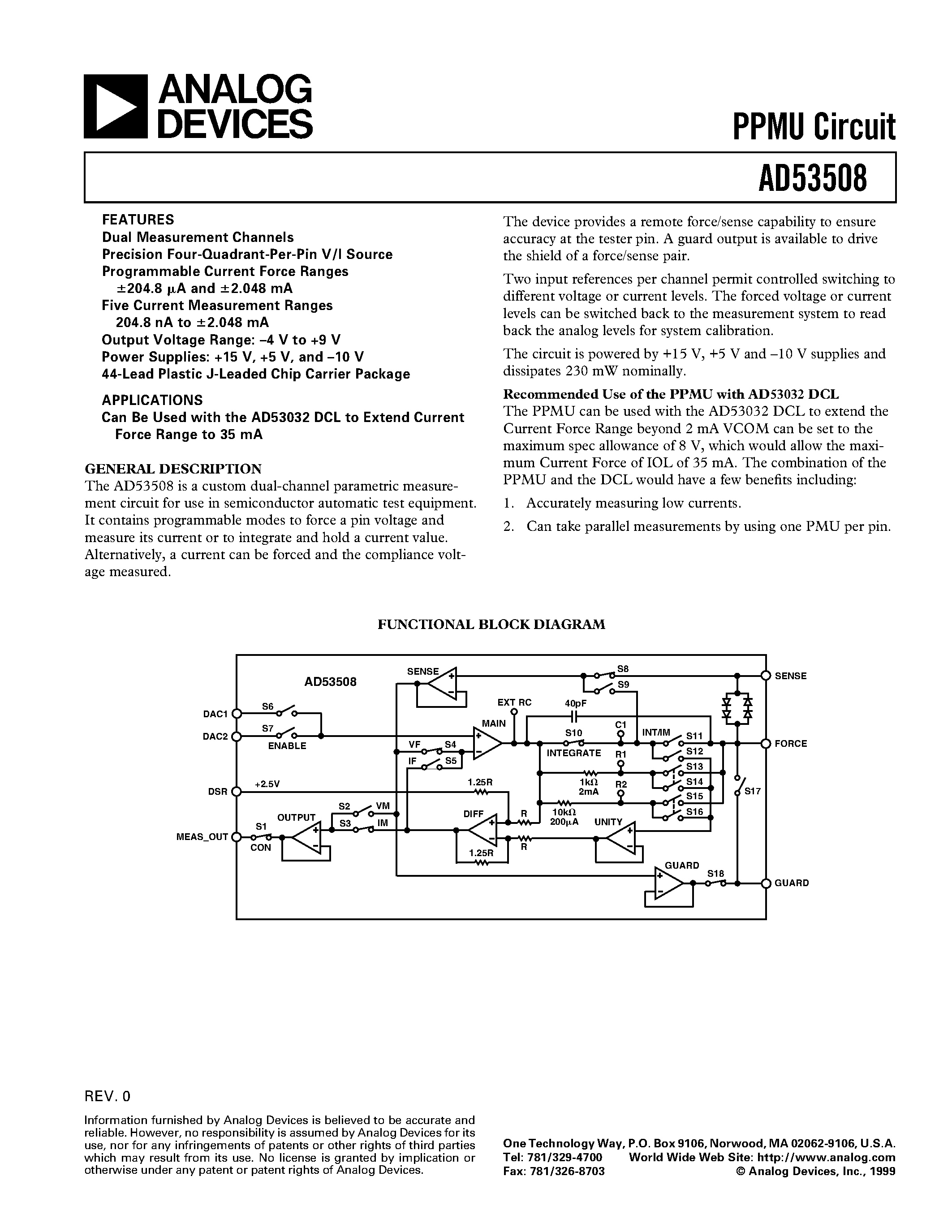 Datasheet AD53508 - PPMU Circuit page 1