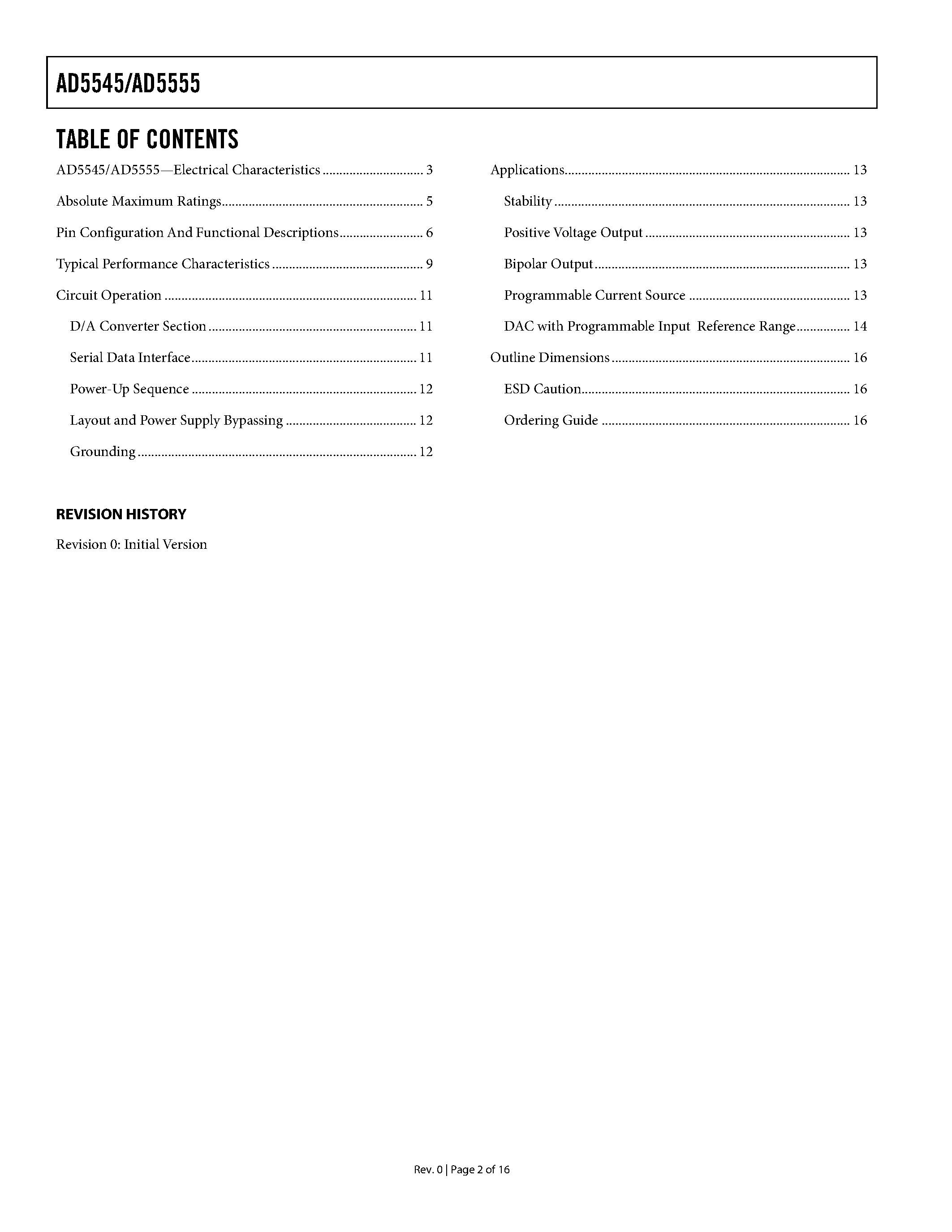 Datasheet AD5545 - Dual/ Current-Output/ Serial-Input/ 16-/14-Bit DAC page 2