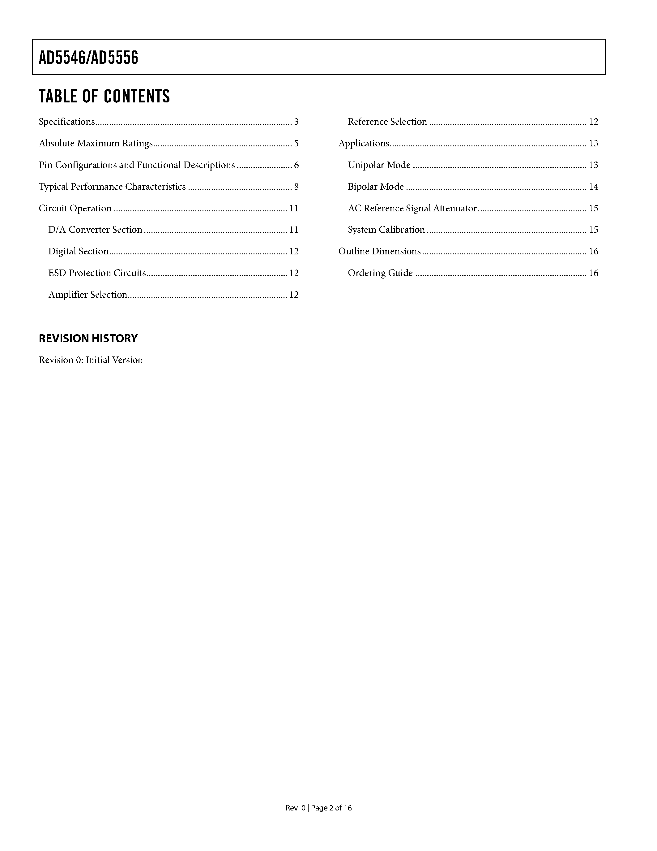 Datasheet AD5546 - Current Output/ Parallel Input/ 16-/14-Bit Multiplying DACs with 4-Quadrant Resistors page 2