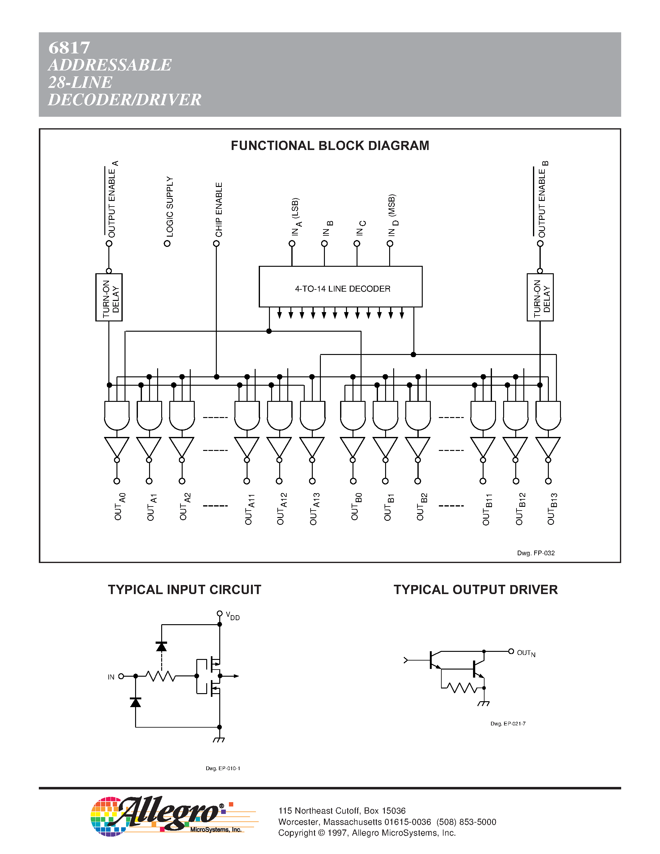 Datasheet A6817SEP - ADDRESSABLE 28-LINE DECODER/DRIVER page 2