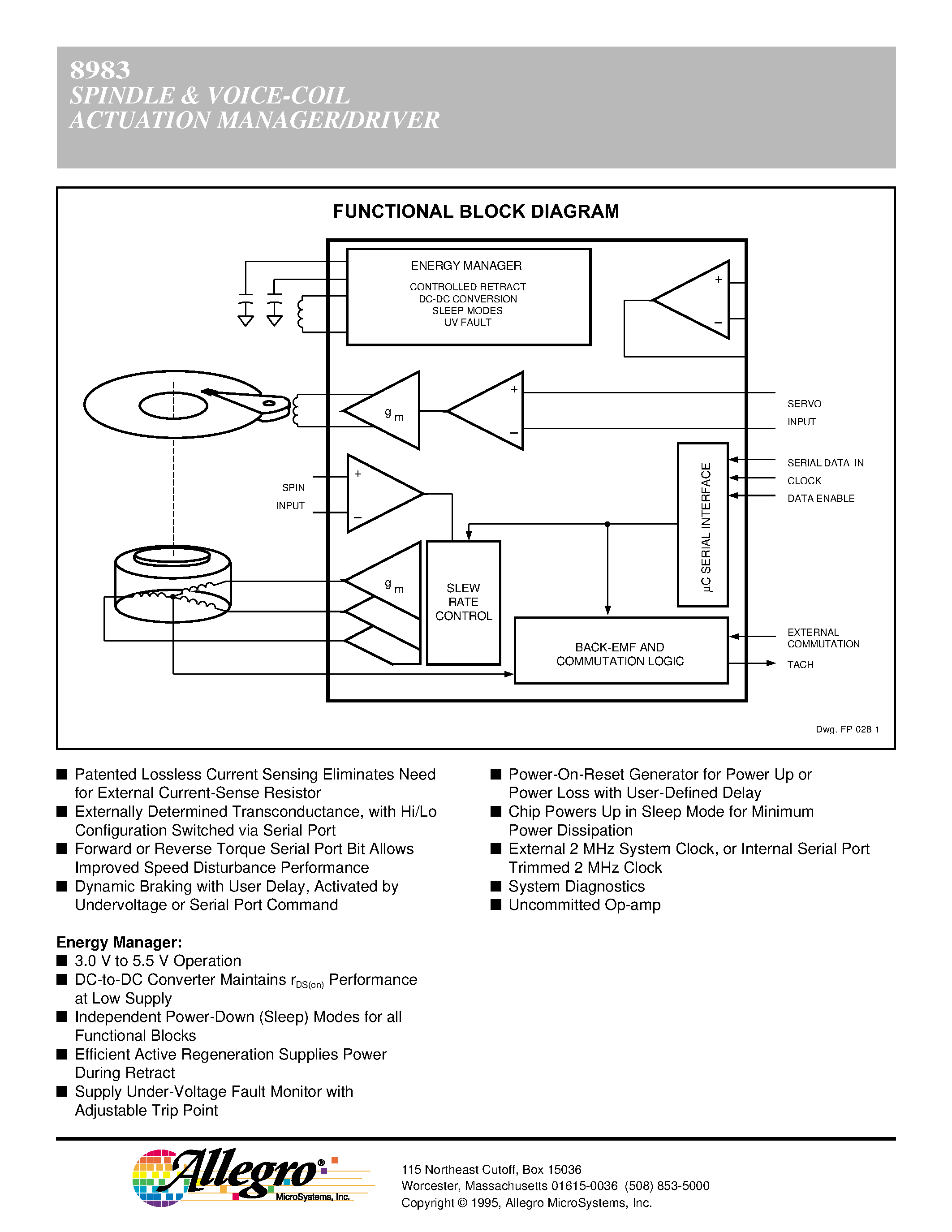 Даташит A8983CJT - SPINDLE & VOICE-COIL ACTUATION MANAGER/DRIVER страница 2