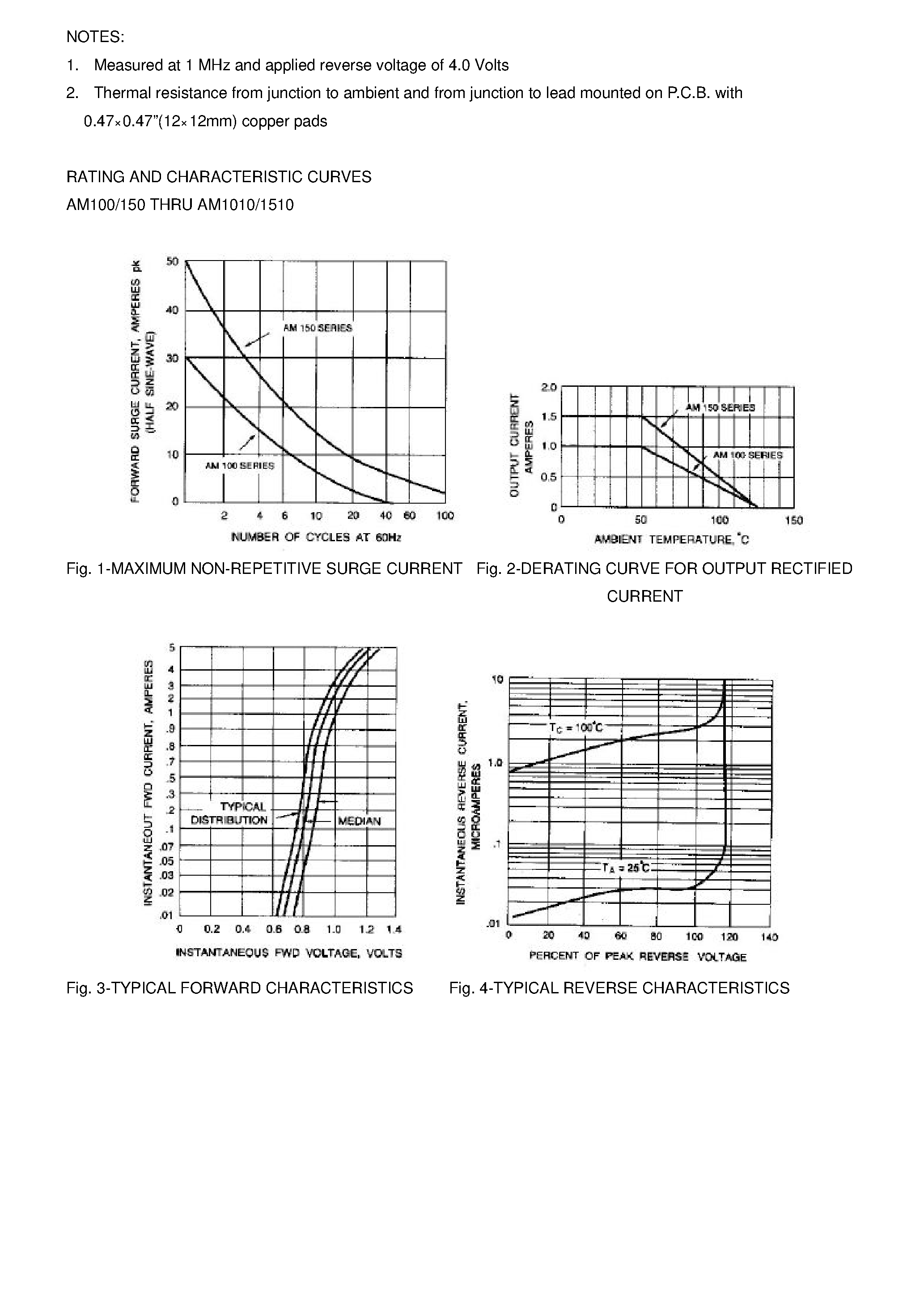 Datasheet AM154 - 1.0 TO 1.5 AMPERE SILICON MINIATURE SINGLE-PHASE BRIDGE page 2