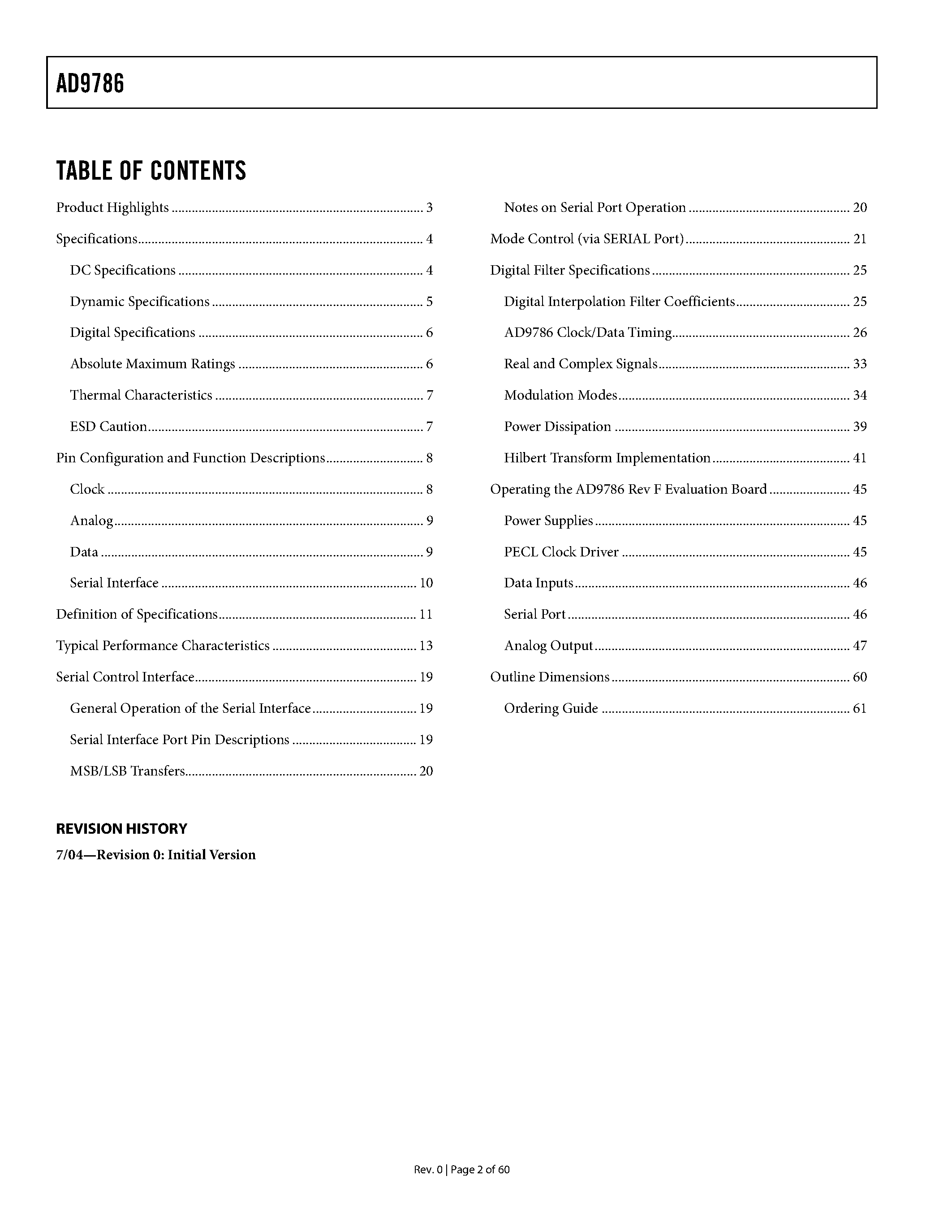 Datasheet AD9786 - 16-Bit/ 200 MSPS/500 MSPS TxDAC+ with 2/4/8 Interpolation and Signal Processing page 2