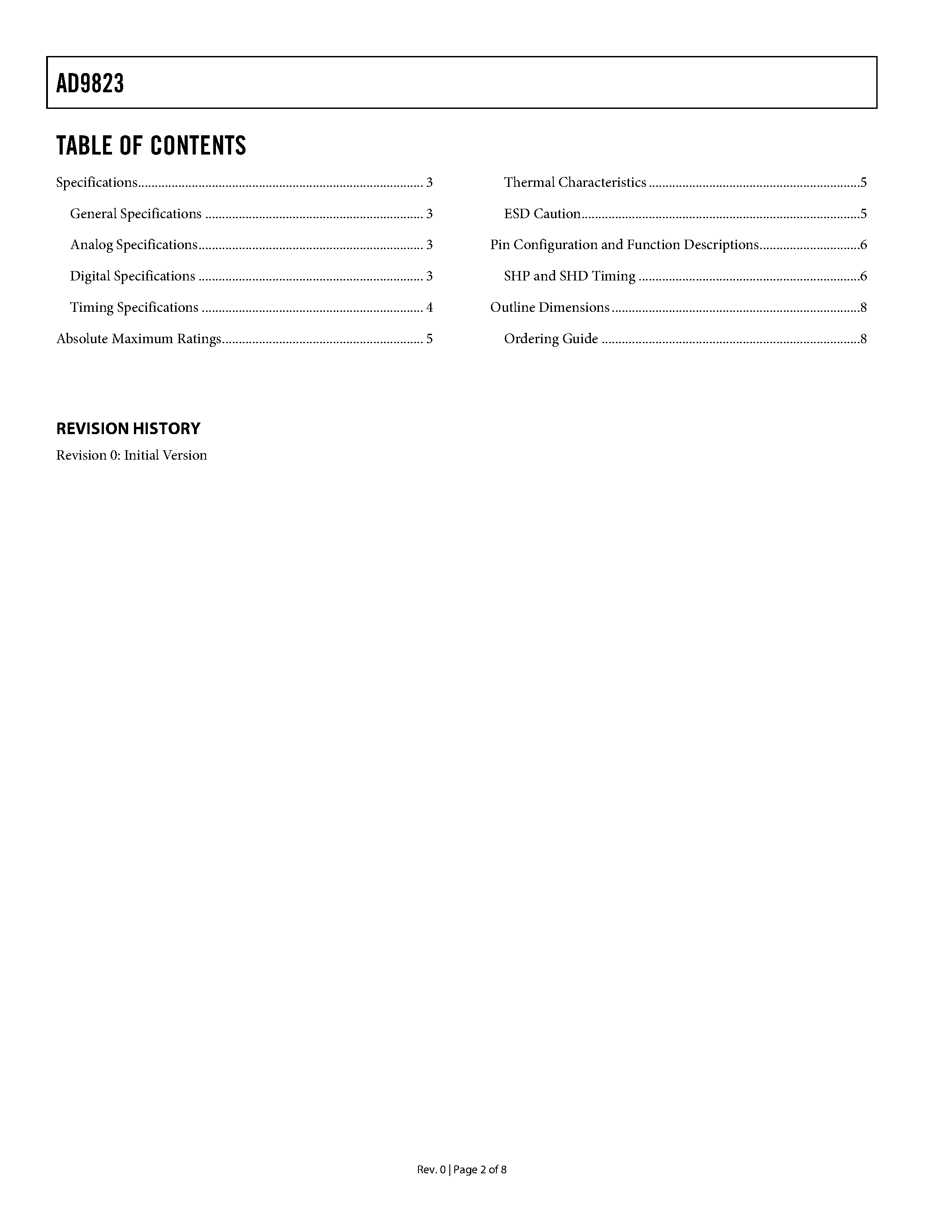 Datasheet AD9823 - Correlated Double Sampler (CDS) page 2