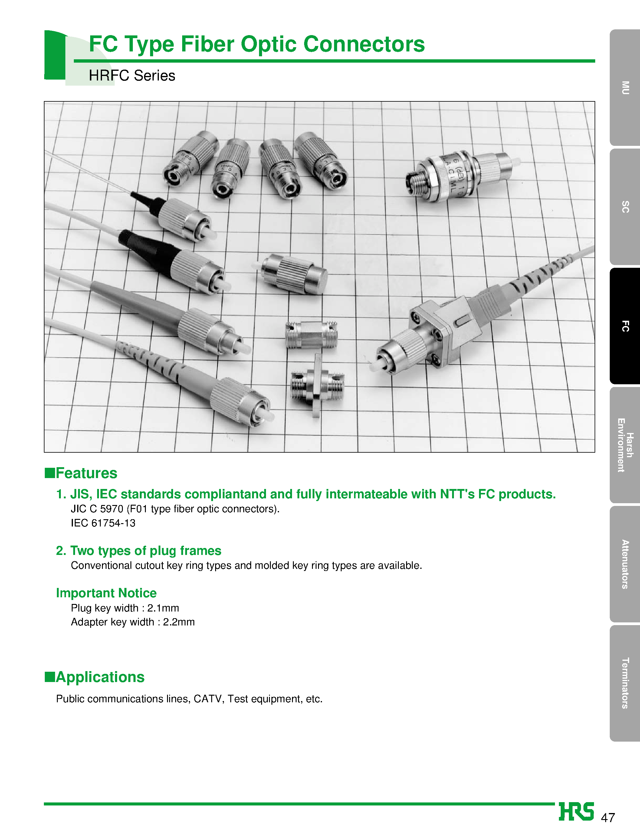 Datasheet HRFC-P15-L(21) - FC Type Fiber Optic Connectors page 1