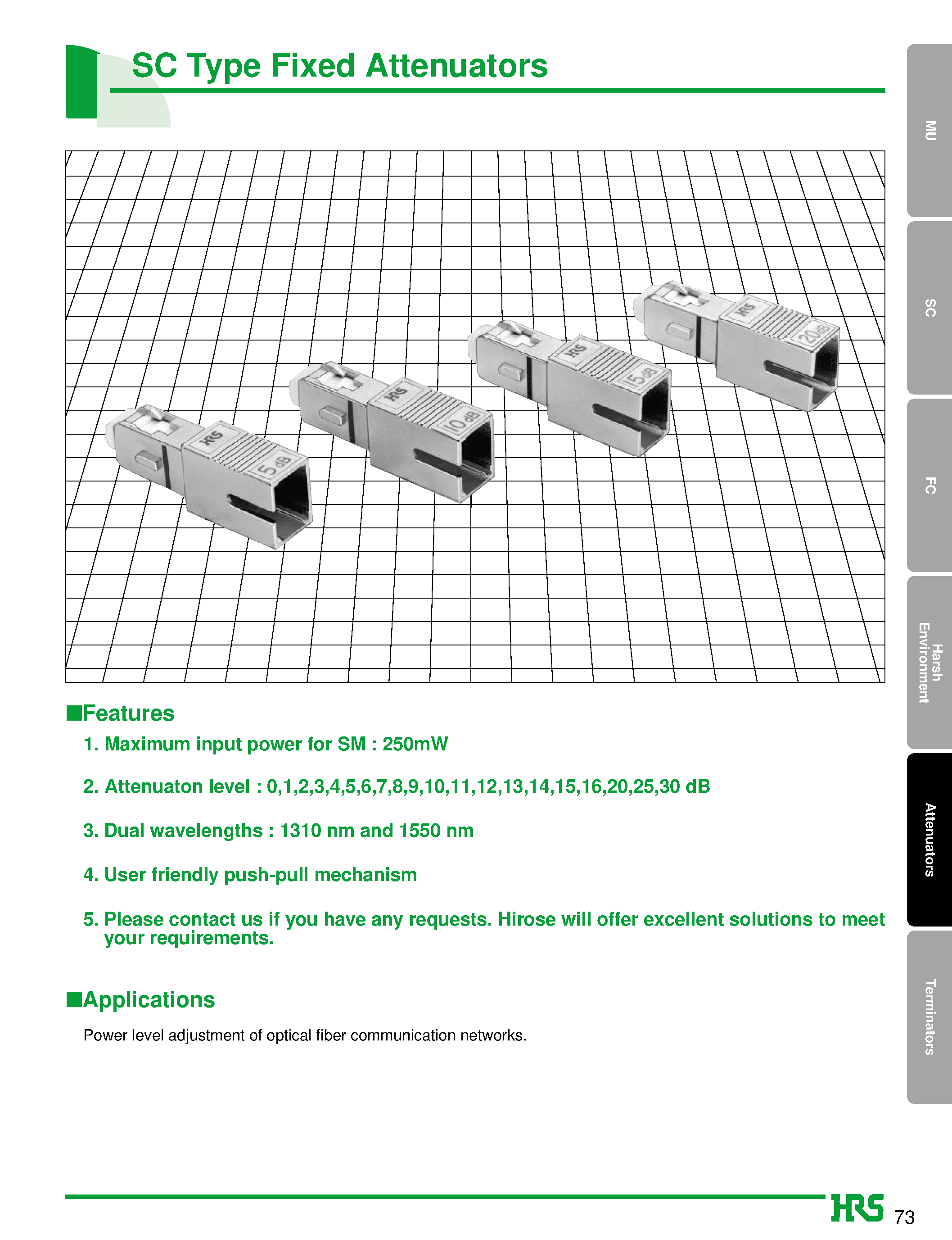 Datasheet HSC-R2-B - SC Type Fiber Optic Connectors page 1