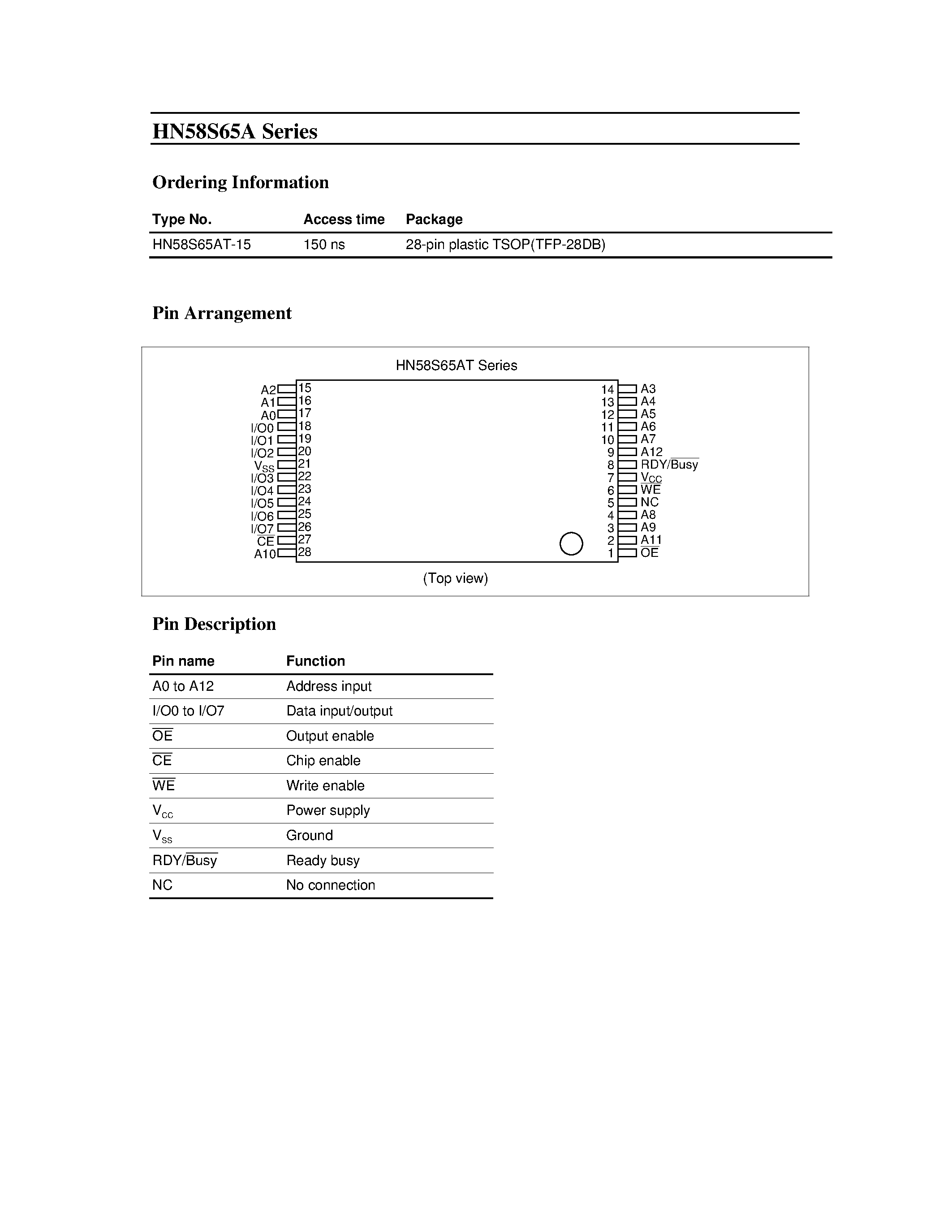 Даташит HN58S65A - 64 k EEPROM (8-kword x 8-bit) Ready/Busy function страница 2