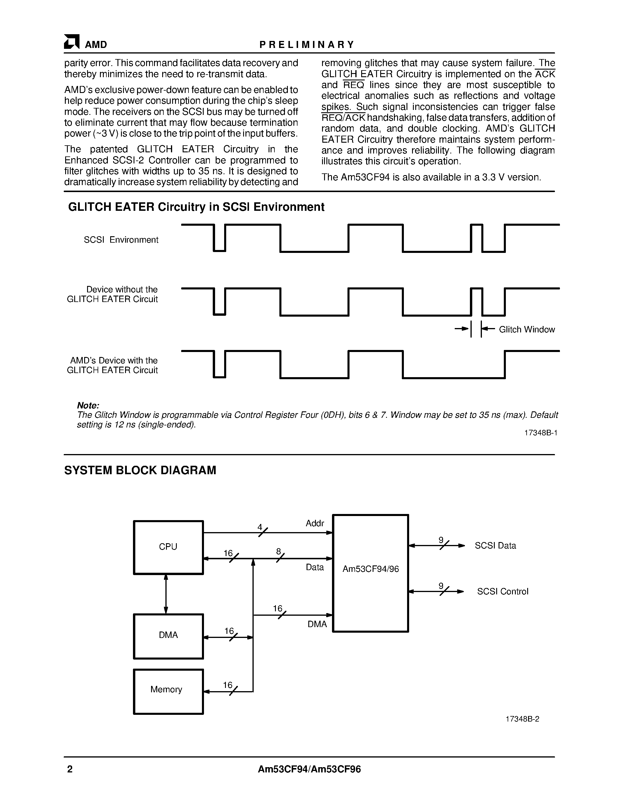 Даташит AM53CF94 - Enhanced SCSI-2 Controller (ESC) страница 2