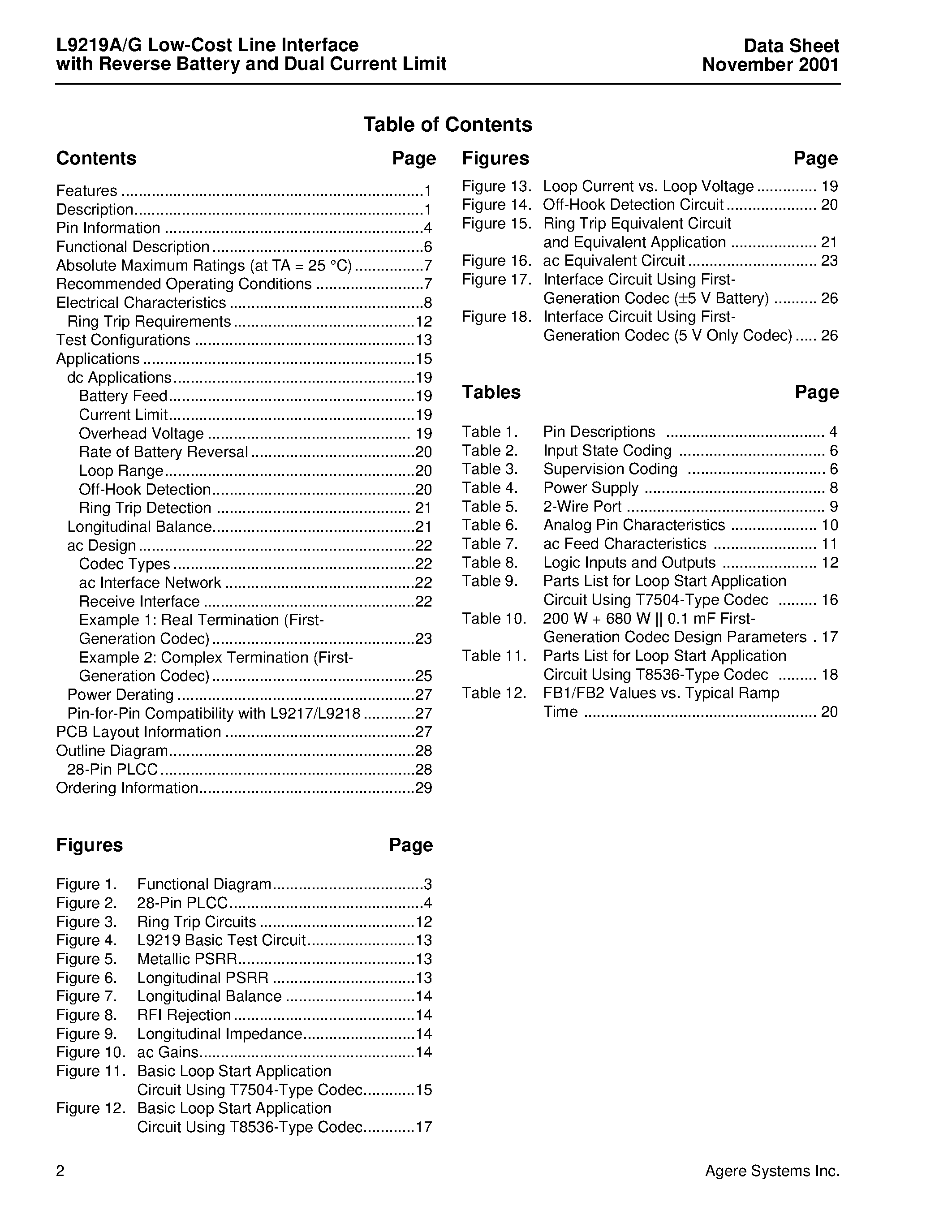 Datasheet LUCL9219GAR-D - Low-Cost Line Interface with Reverse Battery and Dual Current Limit page 2