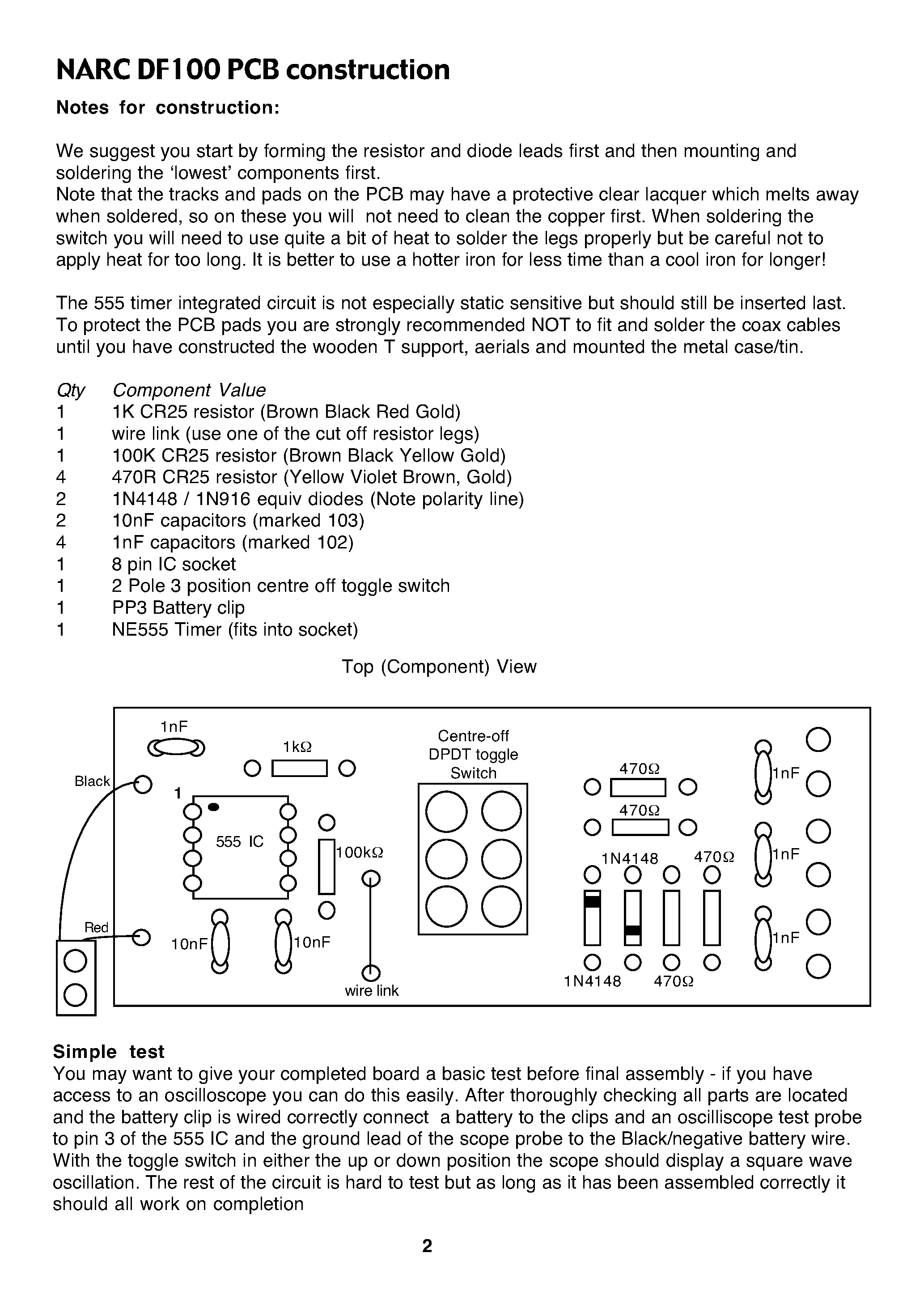 Даташит DF100 - Norfolk Amateur Radio Club DF100 direction finder project for Foxhunting страница 2