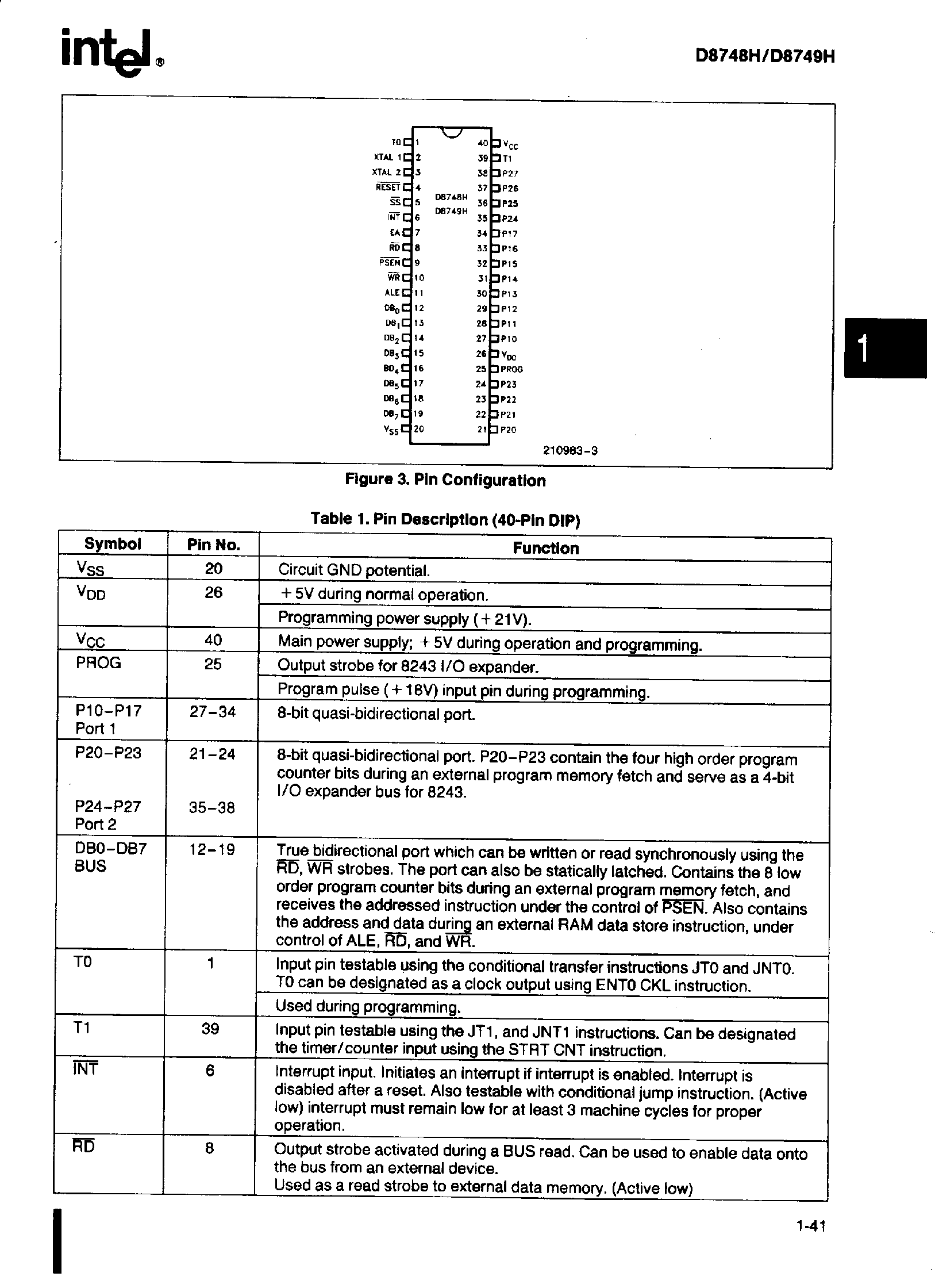 Datasheet D8748H - HMOS-E SINGLE-COMPONENT 8-BIT MICROCONTROLLER page 2