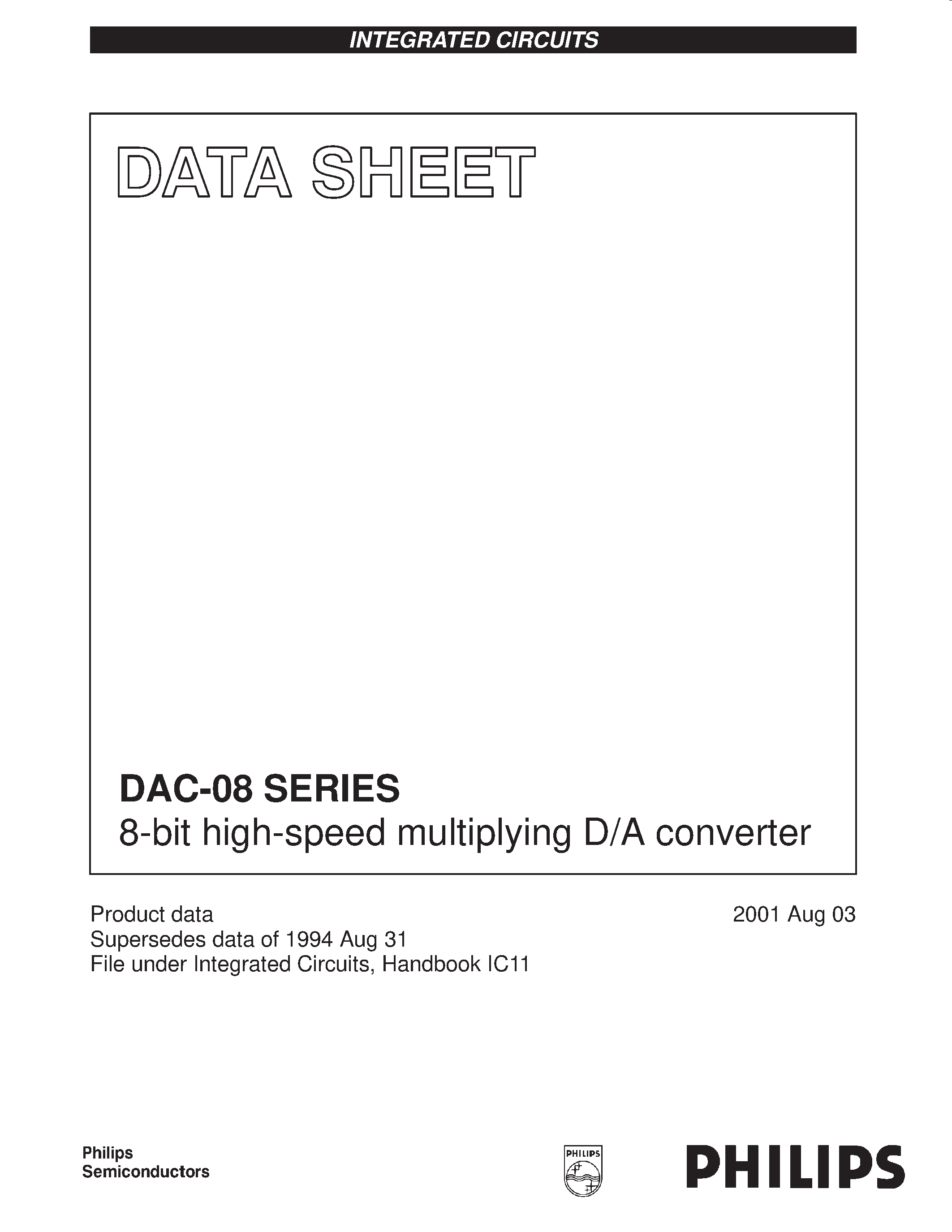 Datasheet DAC-08EN - 8-bit high-speed multiplying D/A converter page 1