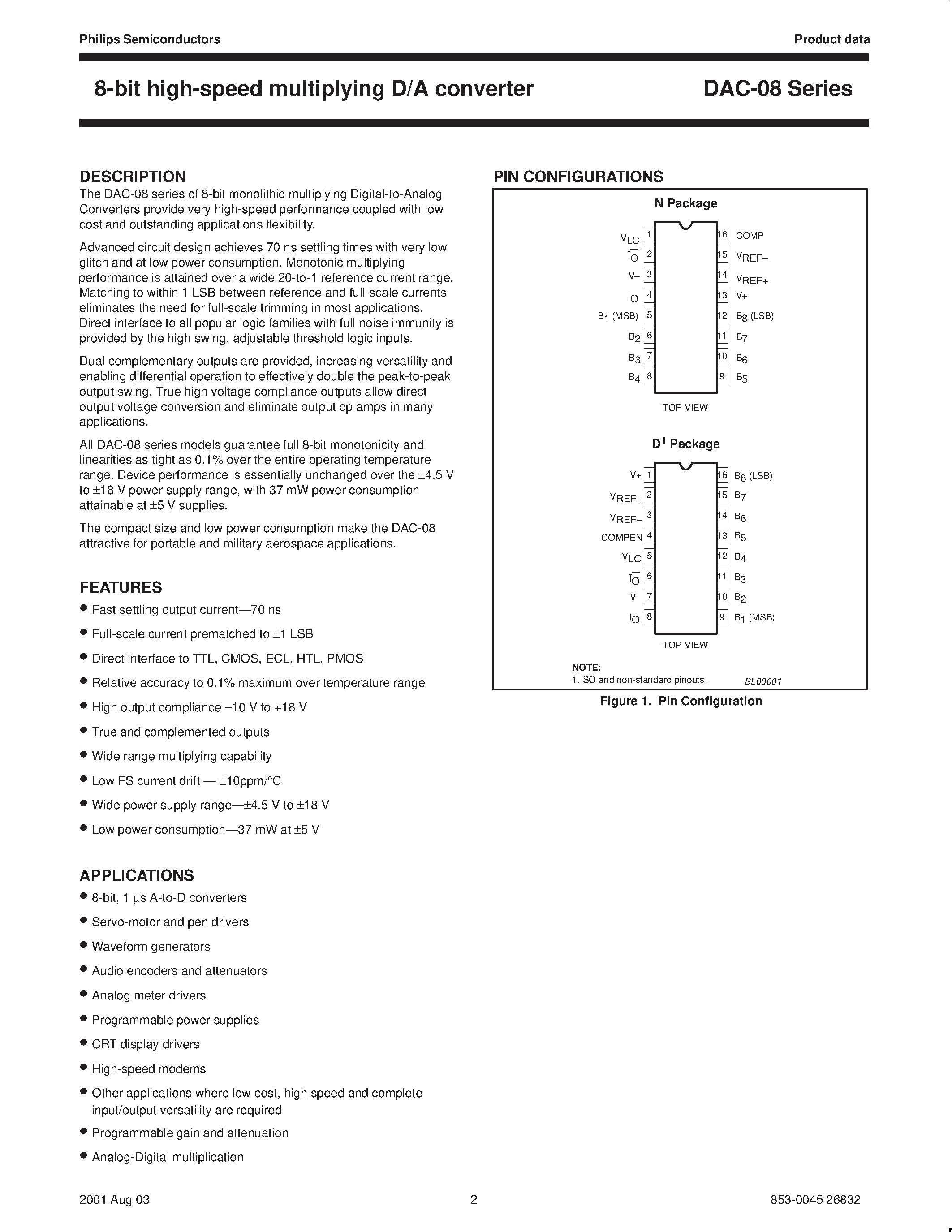 Datasheet DAC-08EN - 8-bit high-speed multiplying D/A converter page 2