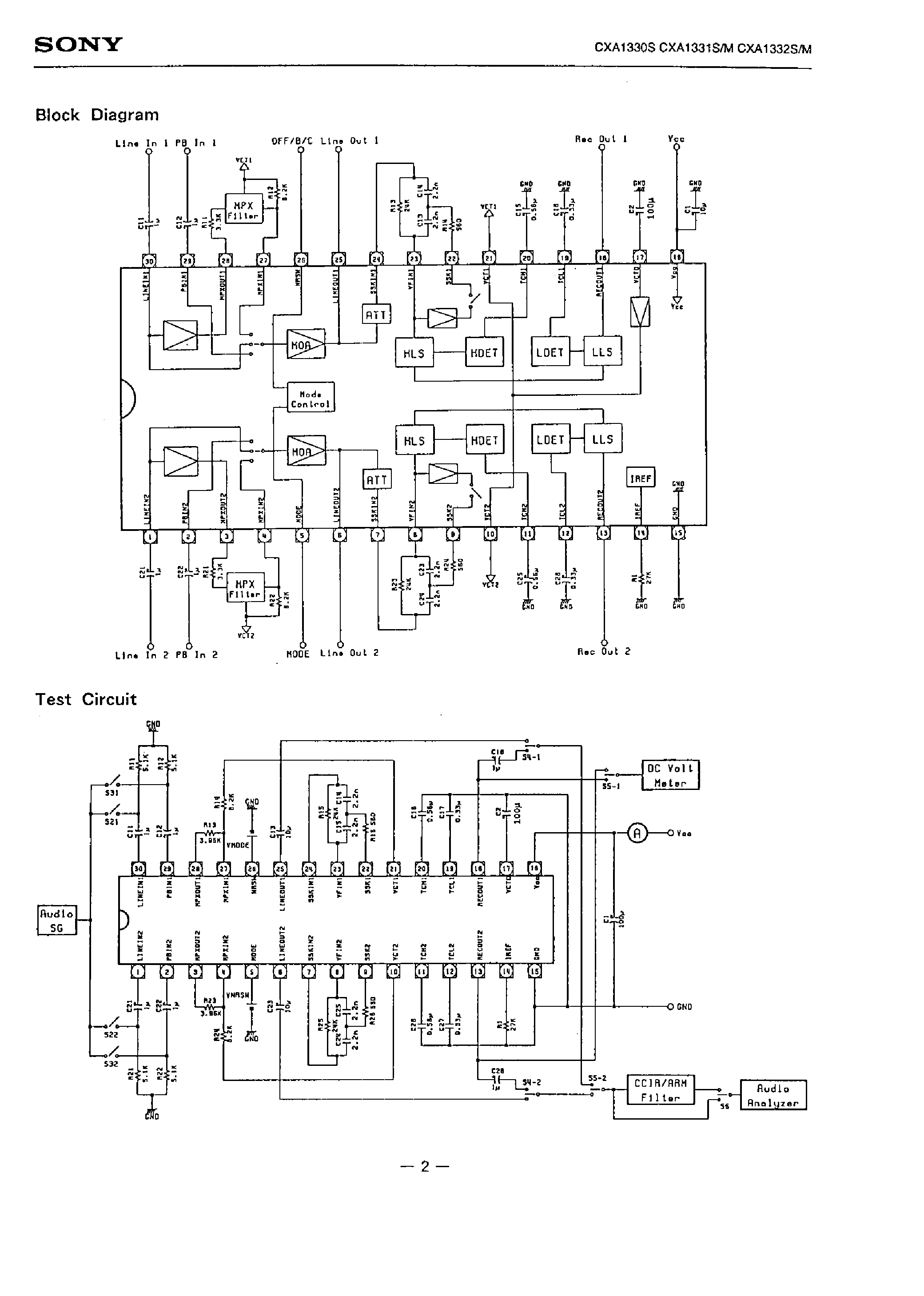 Datasheet CXA1330 - DOLBY B/C TYPE NOISE REDUCTION SYSTEM page 2