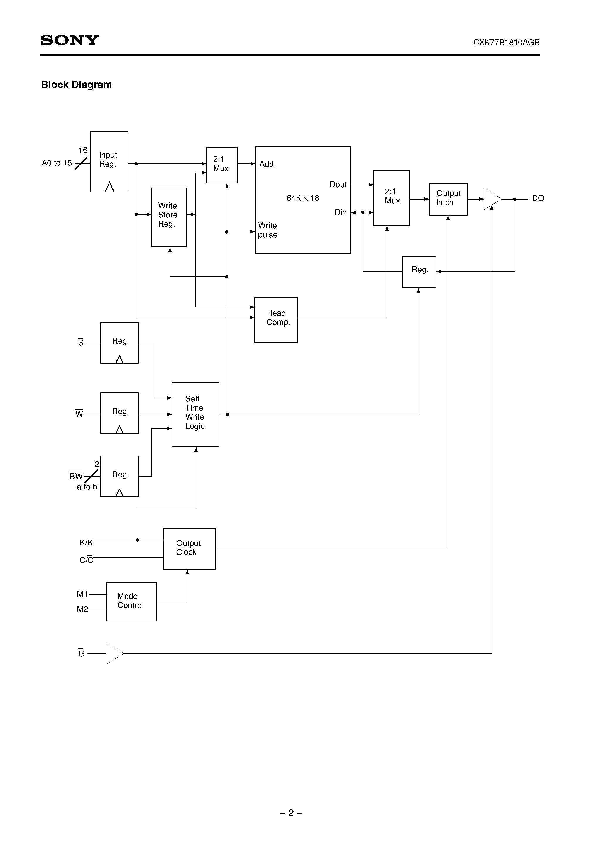 Даташит CXK77B1810AGB-6 - High Speed Bi-CMOS Synchronous Static RAM страница 2