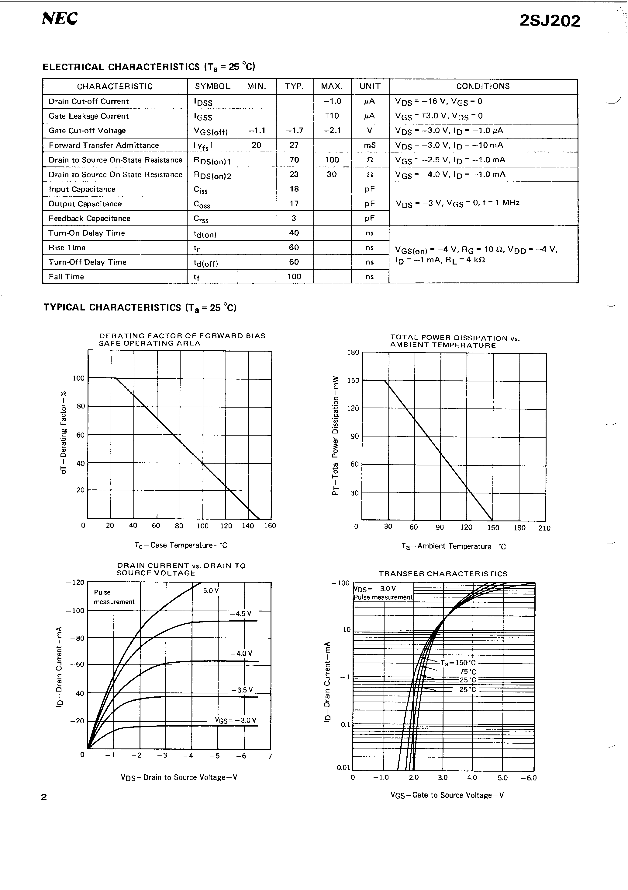 Datasheet 2SJ202 - P-CHANNEL MOS FET FOR SWITCHING page 2