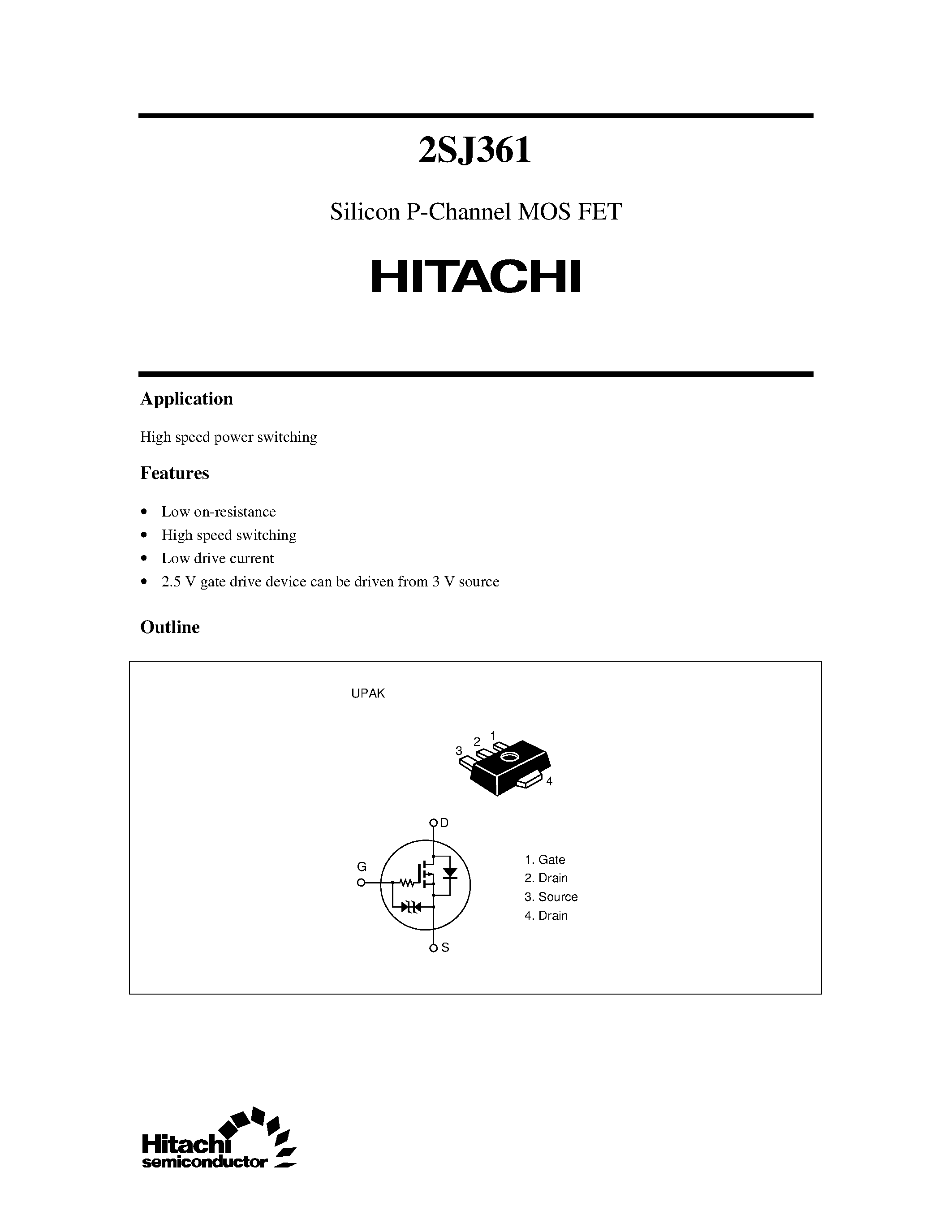 Даташит 2SJ361 - Silicon P-Channel MOS FET страница 1