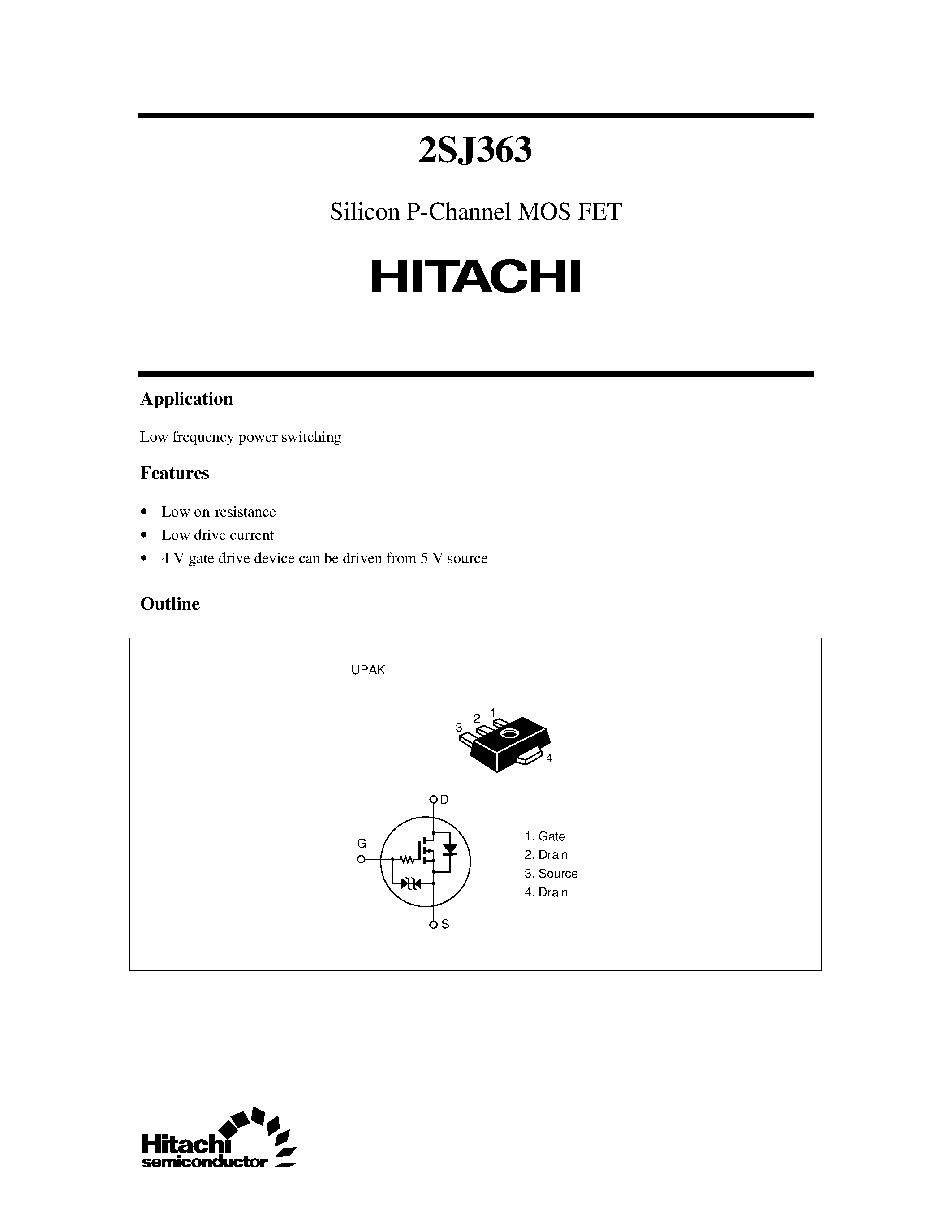 Даташит 2SJ363 - Silicon P-Channel MOS FET страница 1