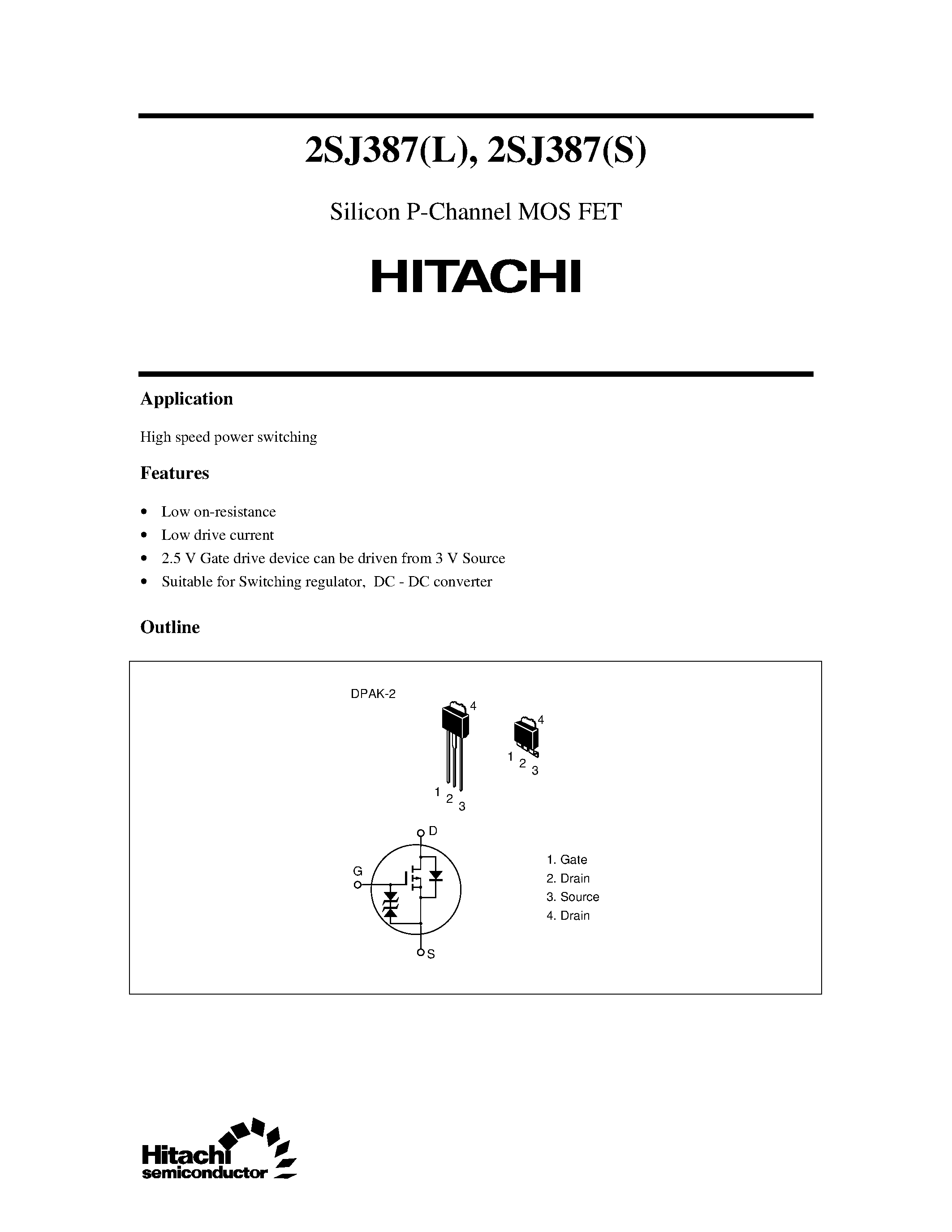 Даташит 2SJ387 - Silicon P-Channel MOS FET страница 1