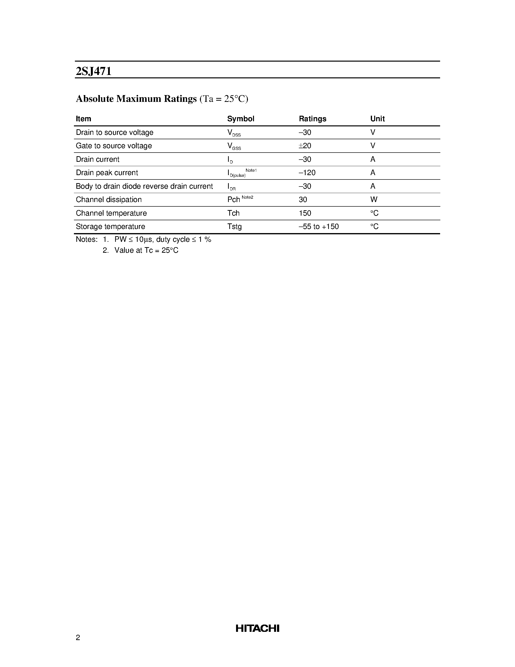 Datasheet 2SJ471 - Silicon P Channel DV-L MOS FET High Speed Power Switching page 2