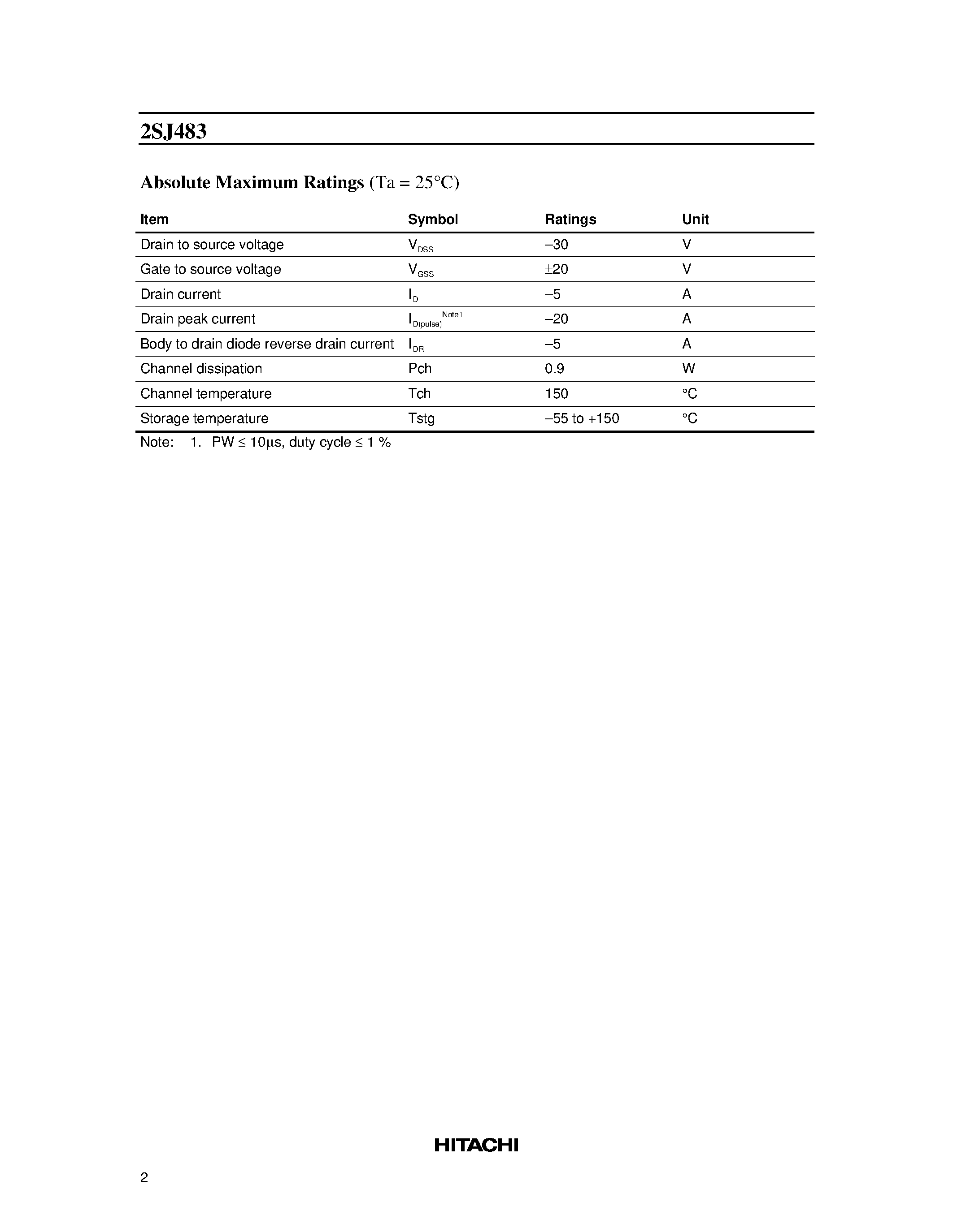 Даташит 2SJ483 - Silicon P Channel MOS FET High Speed Power Switching страница 2