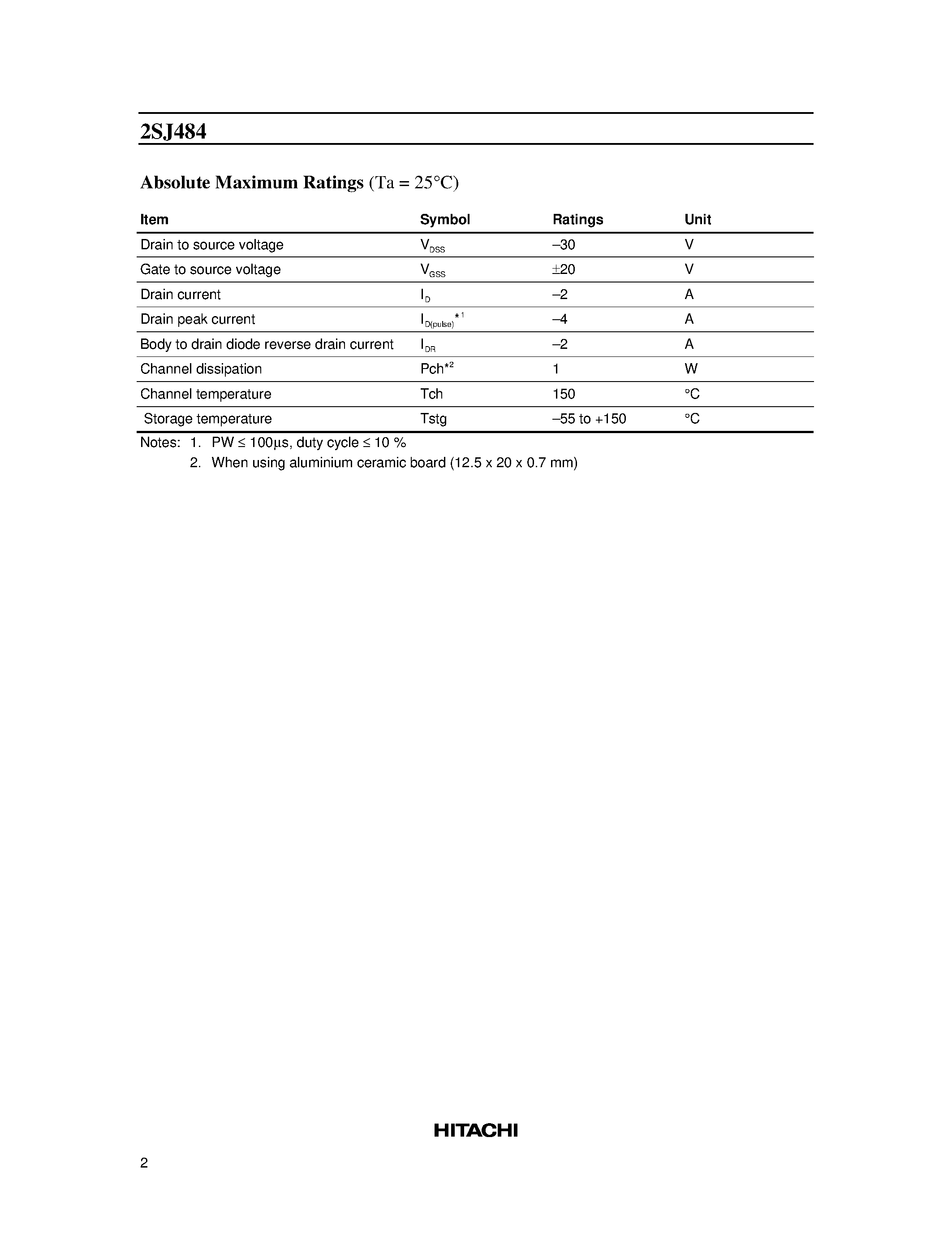 Даташит 2SJ484 - Silicon P-Channel MOS FET High Speed Power Switching страница 2