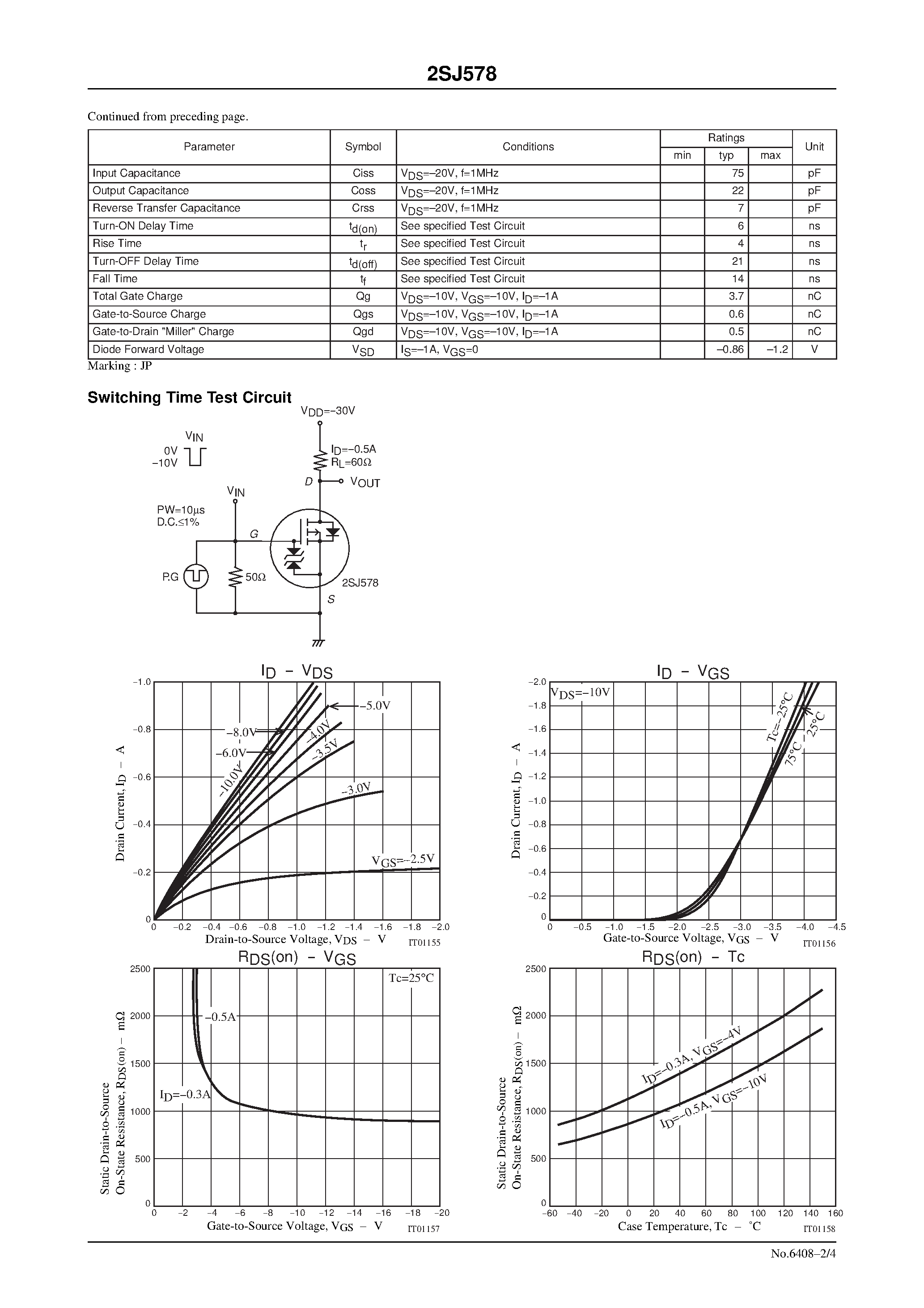 Даташит 2SJ578 - Ultrahigh-Speed Switching Applications страница 2