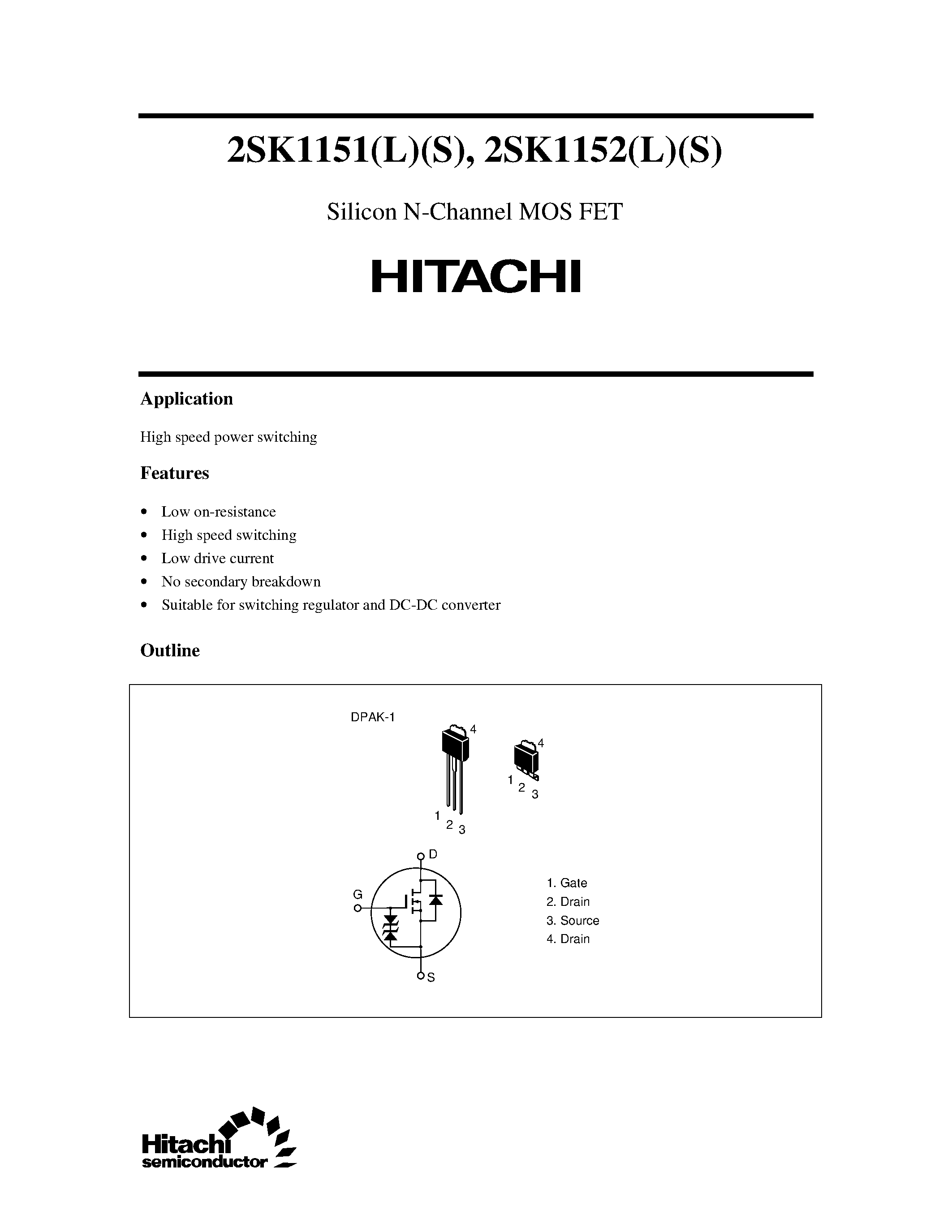 Даташит 2SK1151 - Silicon N-Channel MOS FET страница 1