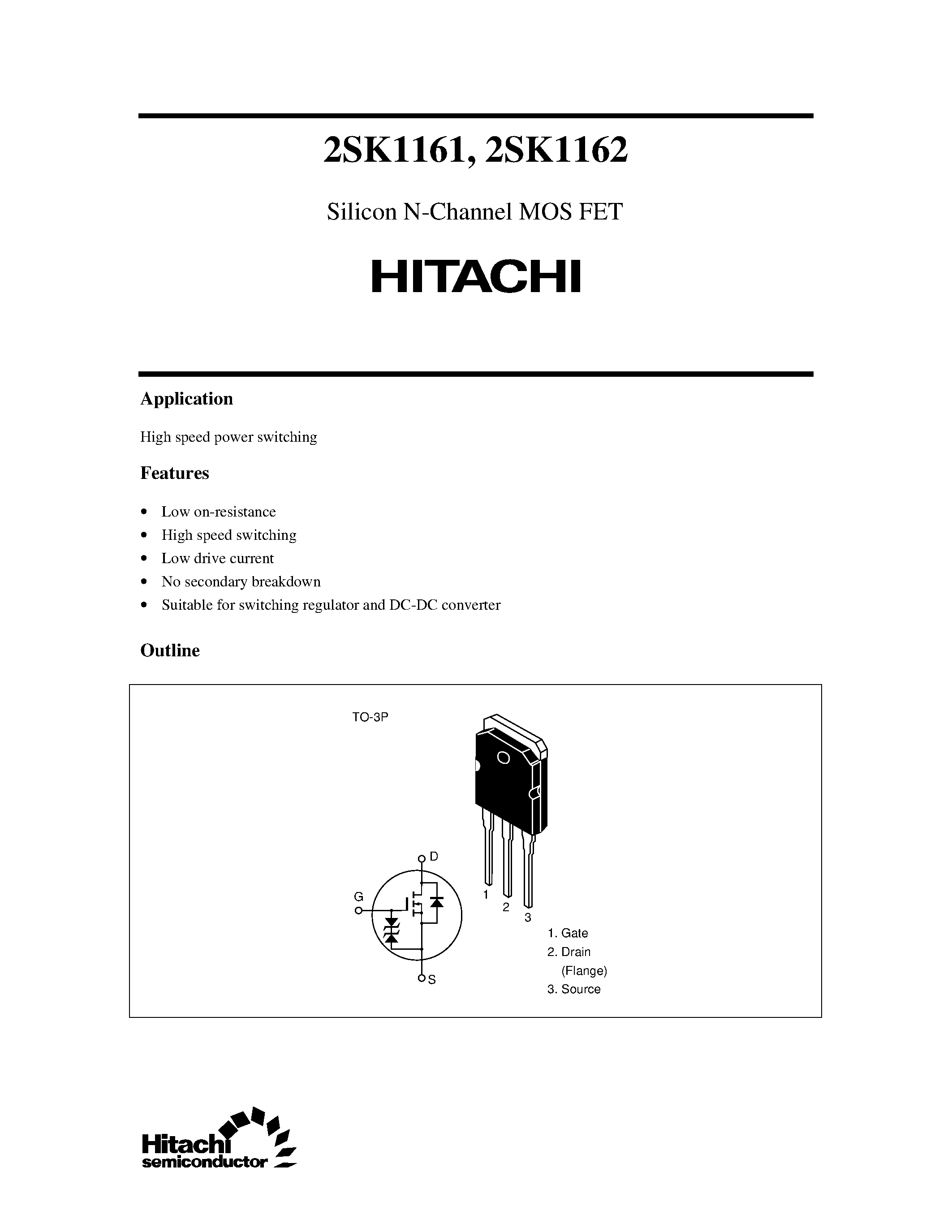 Datasheet 2SK1161 - Silicon N-Channel MOS FET page 1