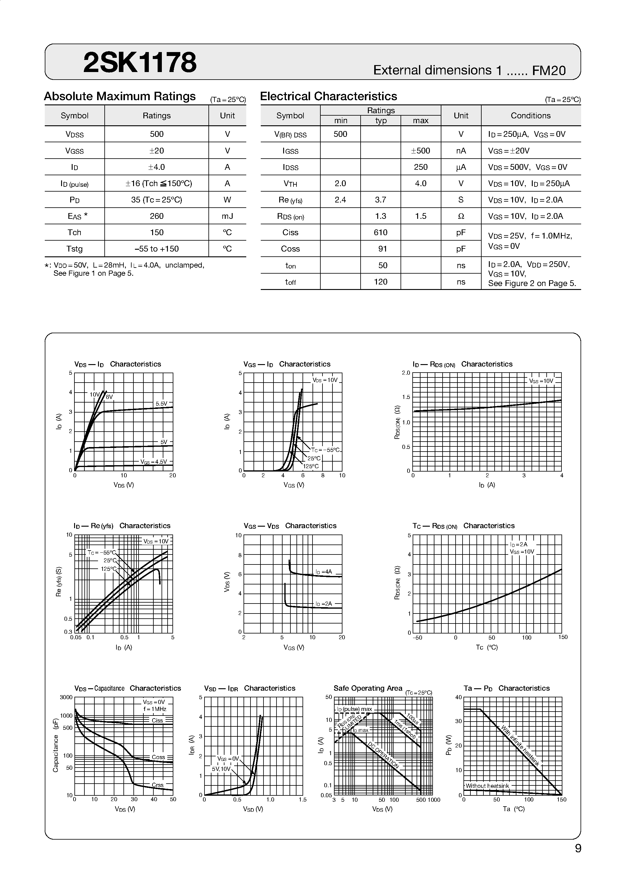 Datasheet 2SK1178 - MOSFET page 1