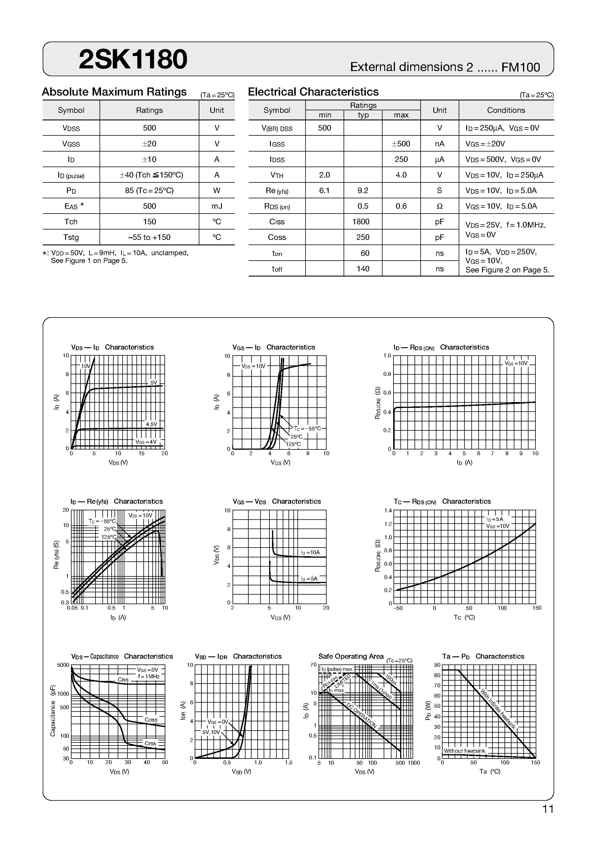 Datasheet 2SK1180 - MOSFET page 1