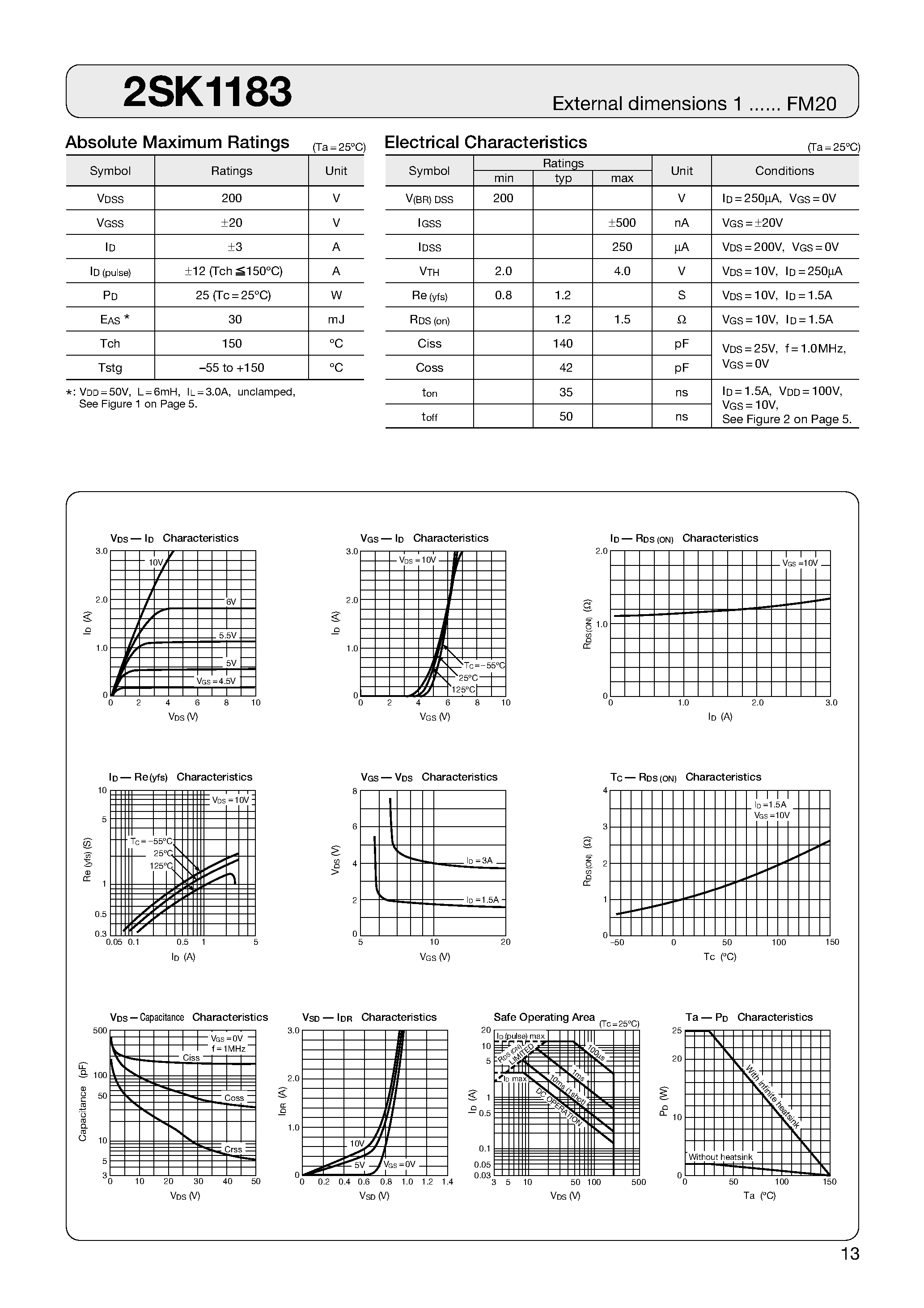 Datasheet 2SK1183 - MOSFET page 1