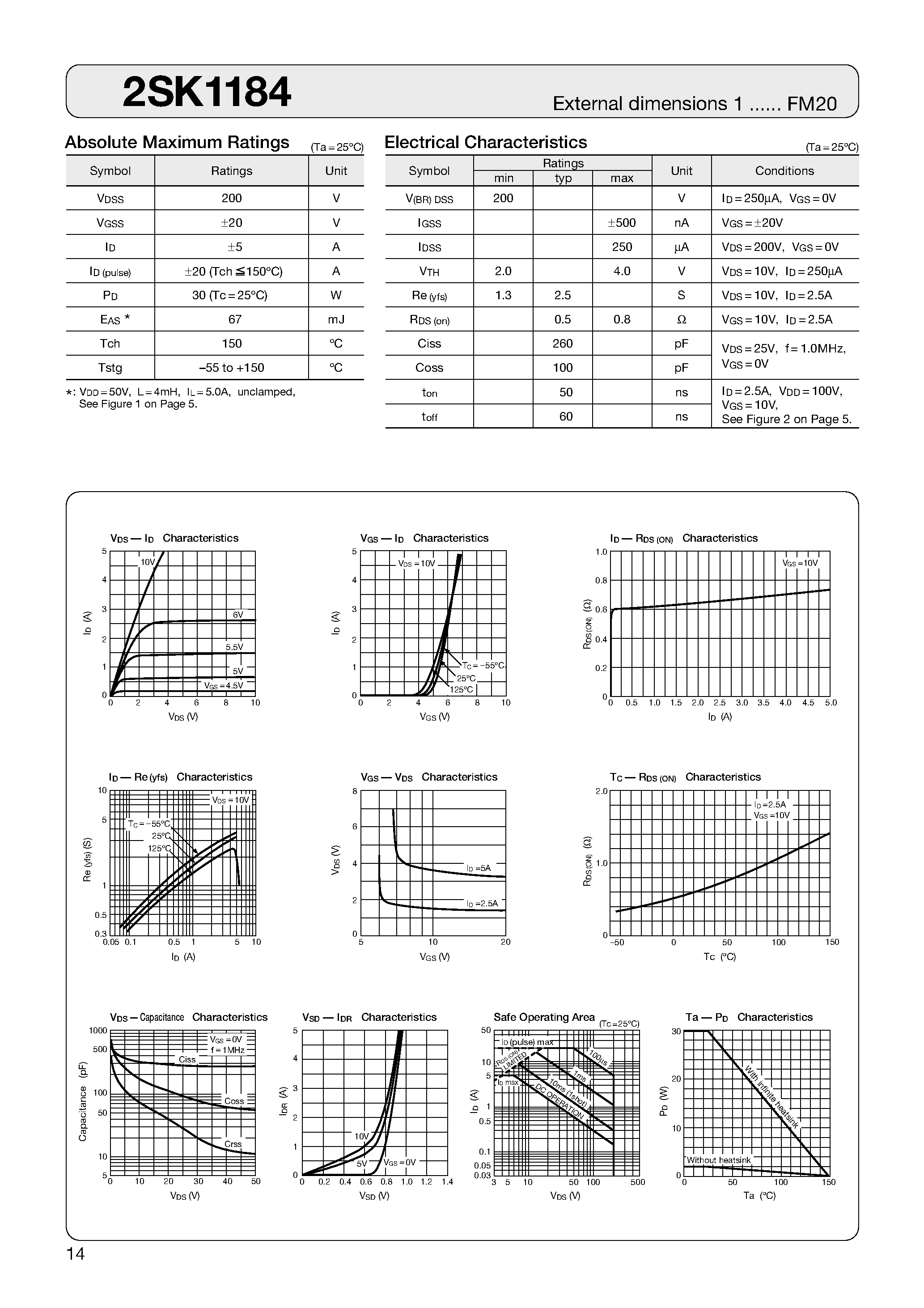 Datasheet 2SK1184 - MOSFET page 1