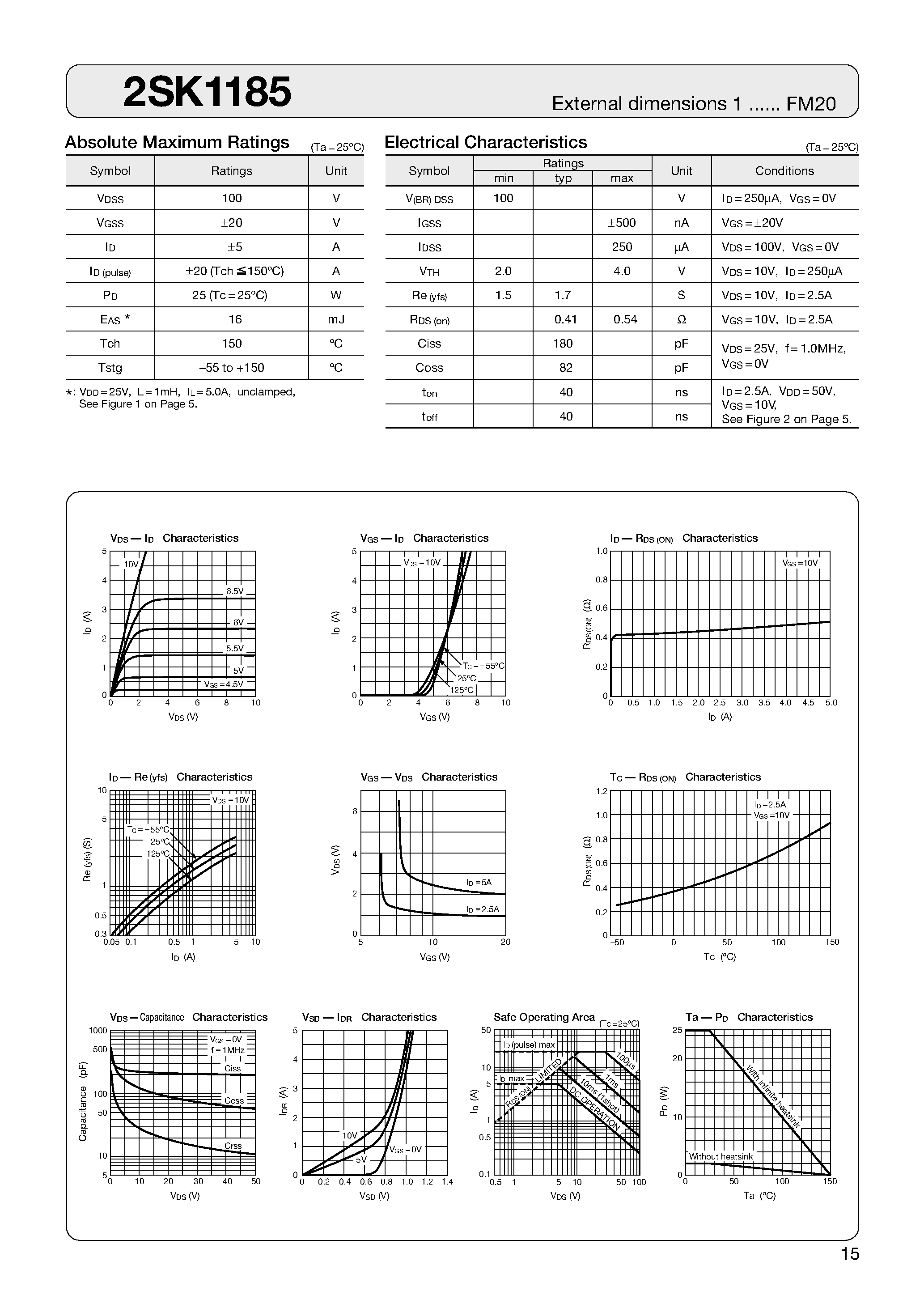 Datasheet 2SK1185 - MOSFET page 1