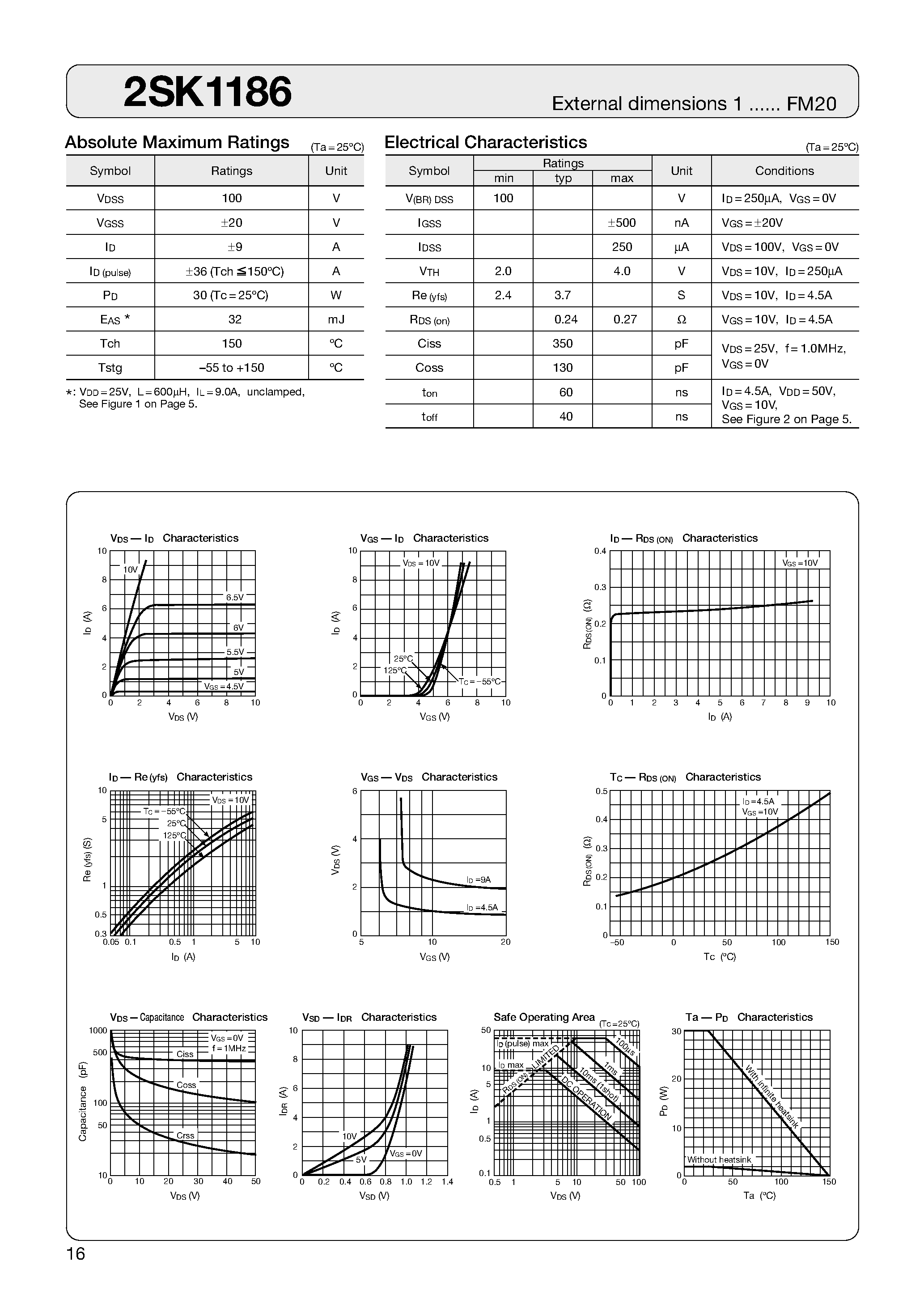 Datasheet 2SK1186 - MOSFET page 1