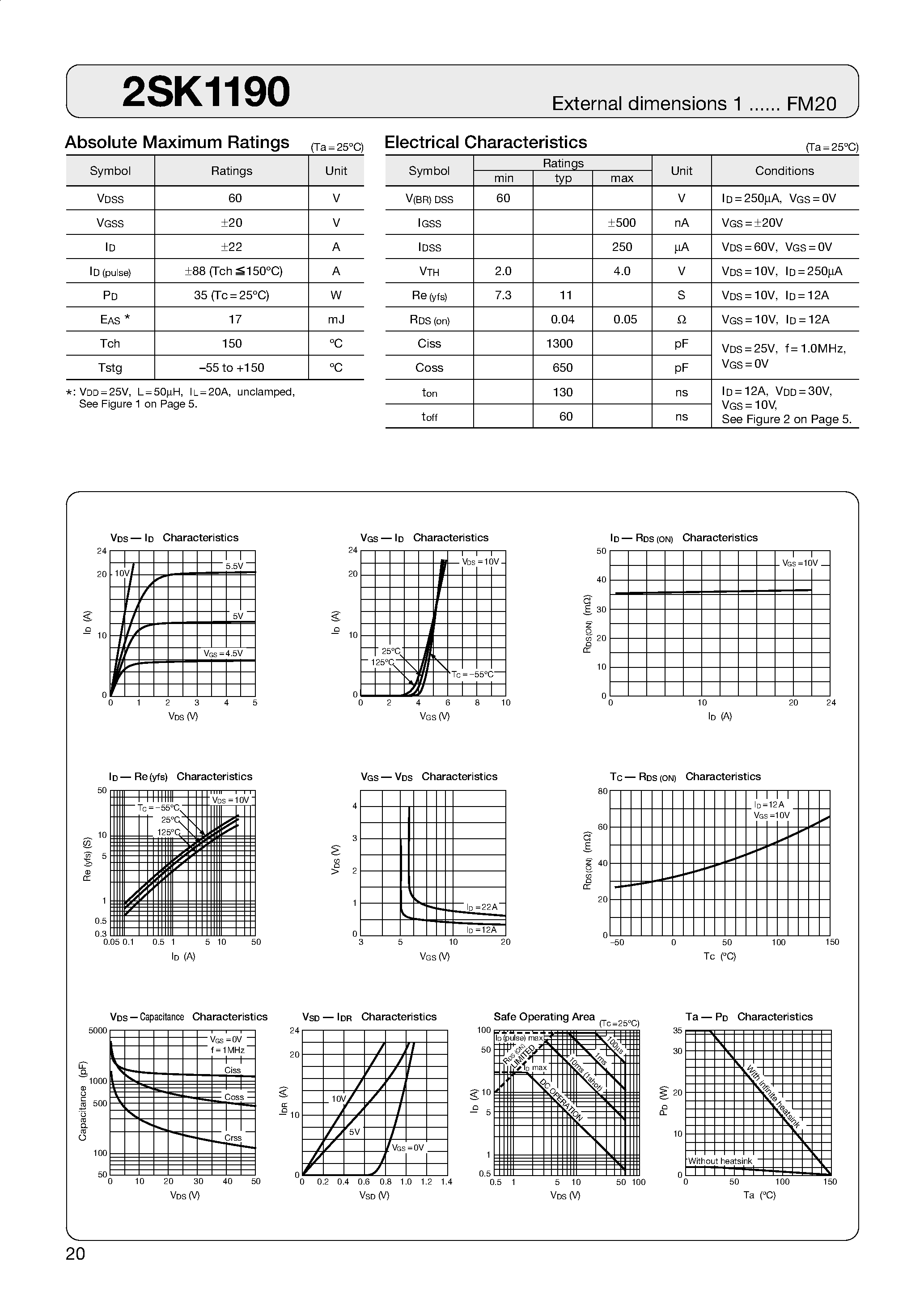 Datasheet 2SK1190 - MOSFET page 1