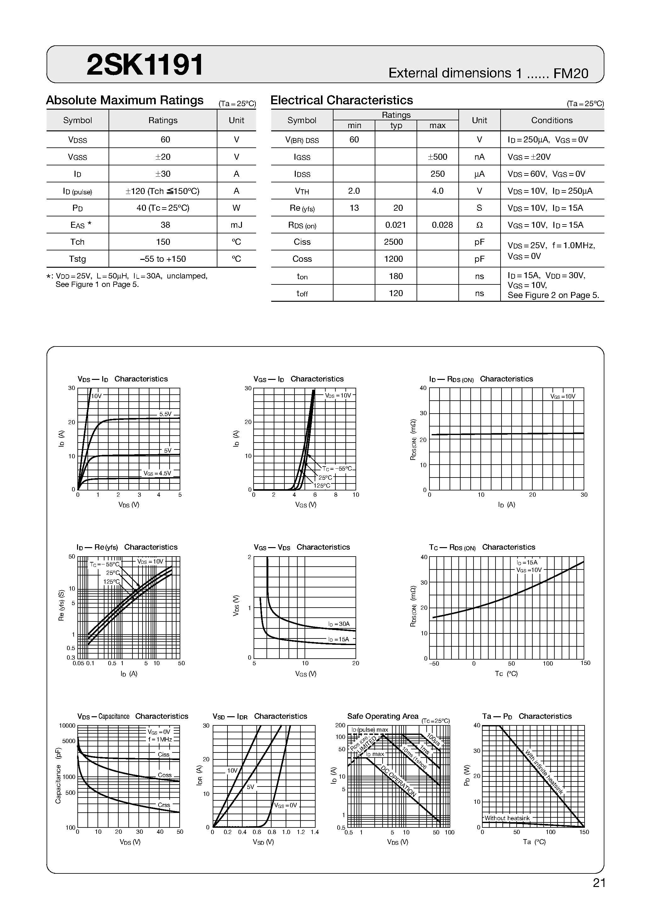 Datasheet 2SK1191 - MOSFET page 1