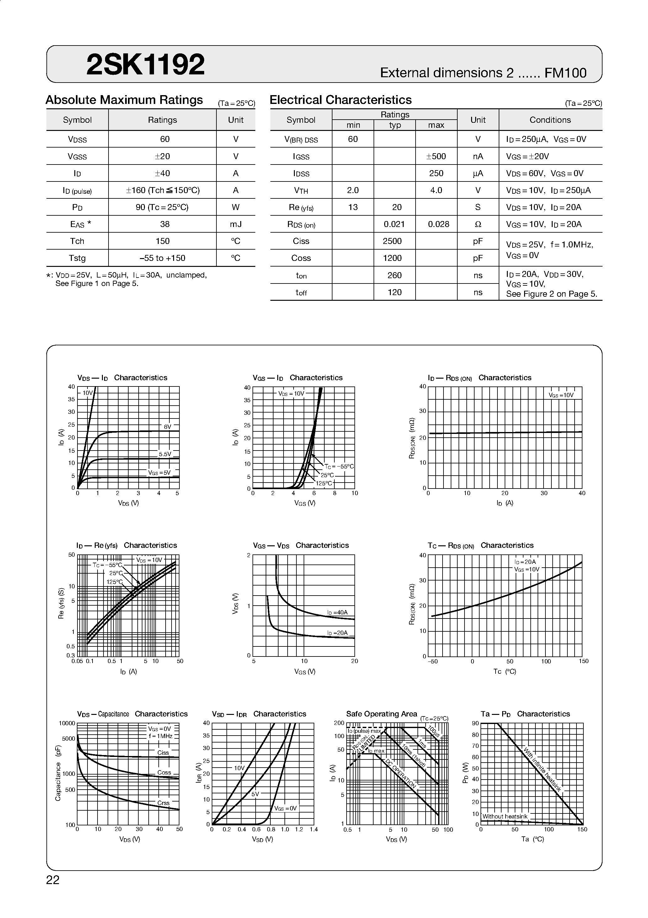 Datasheet 2SK1192 - MOSFET page 1