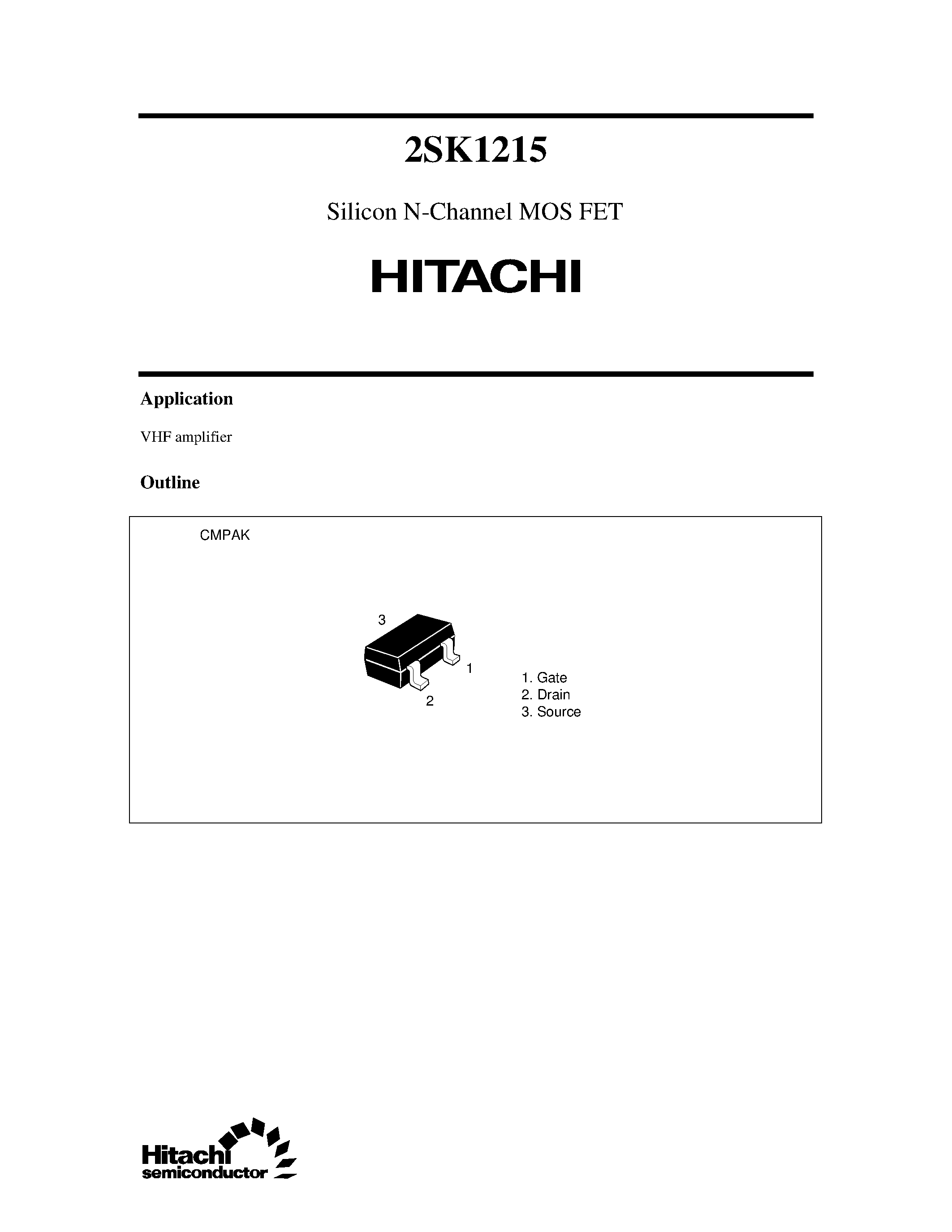 Datasheet 2SK1215 - Silicon N-Channel MOS FET page 1