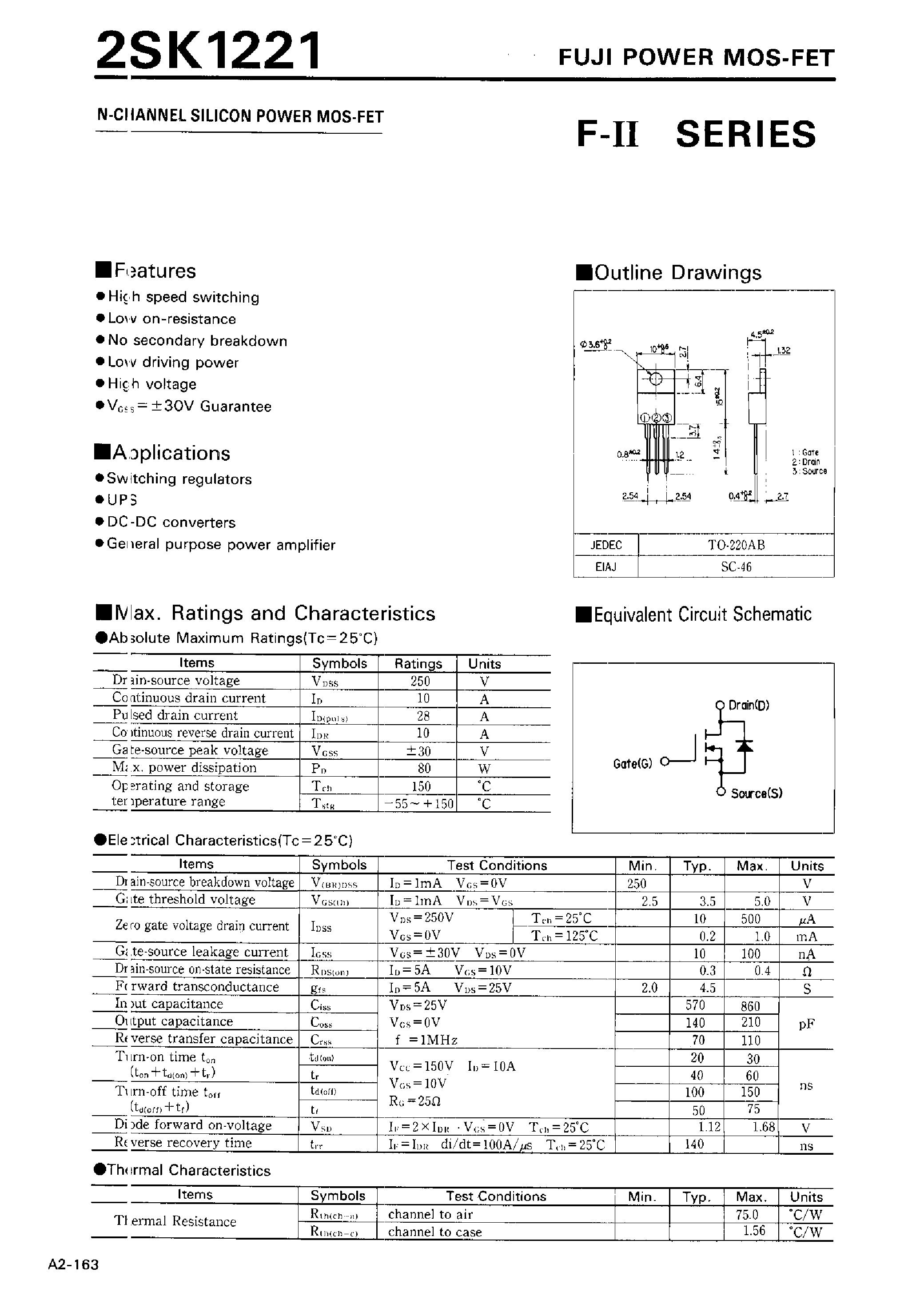 Datasheet 2SK1221 - N-Channel Silicon Power MOS-FET page 1