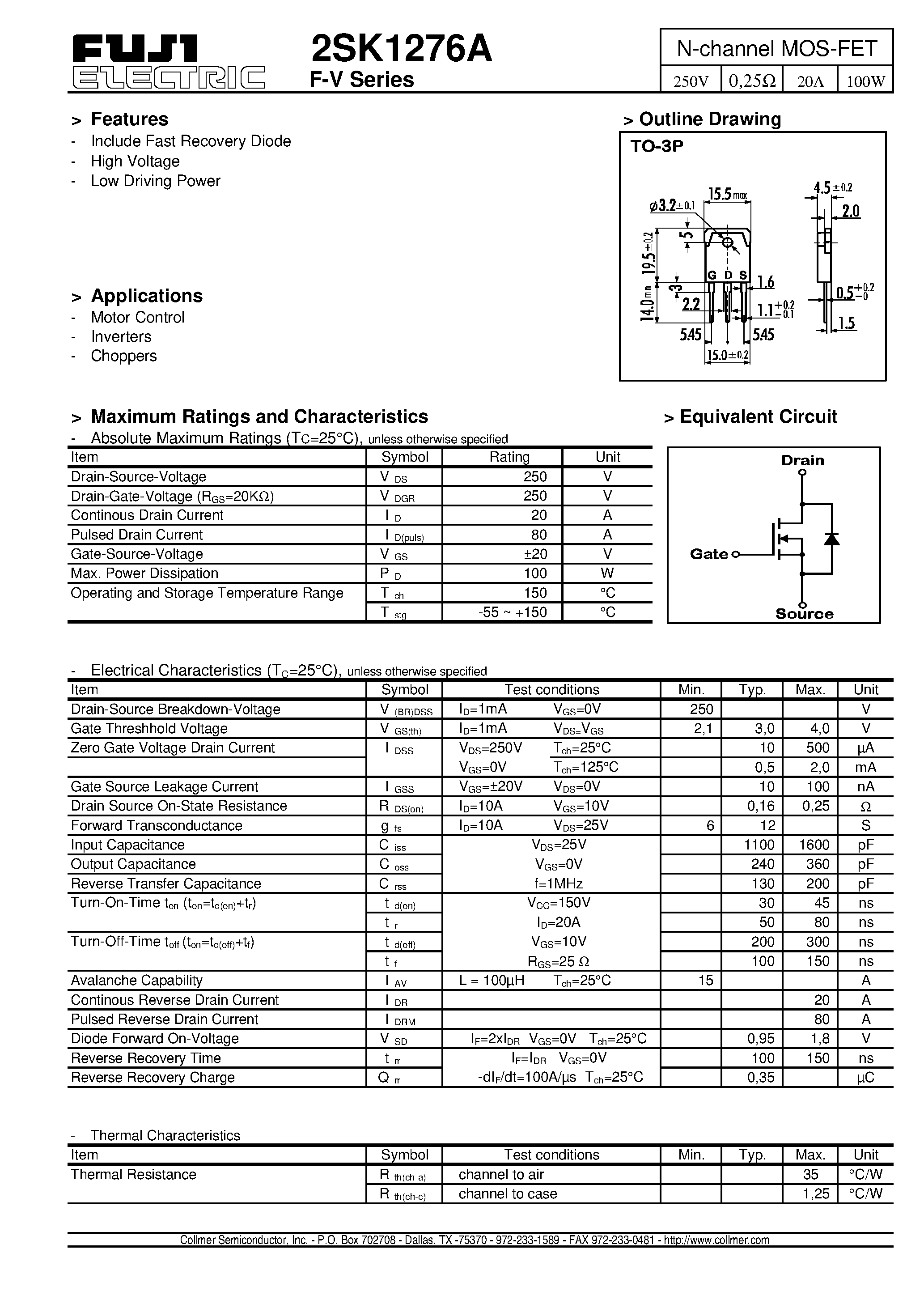 Datasheet 2SK1276A - N-channel MOS-FET page 1