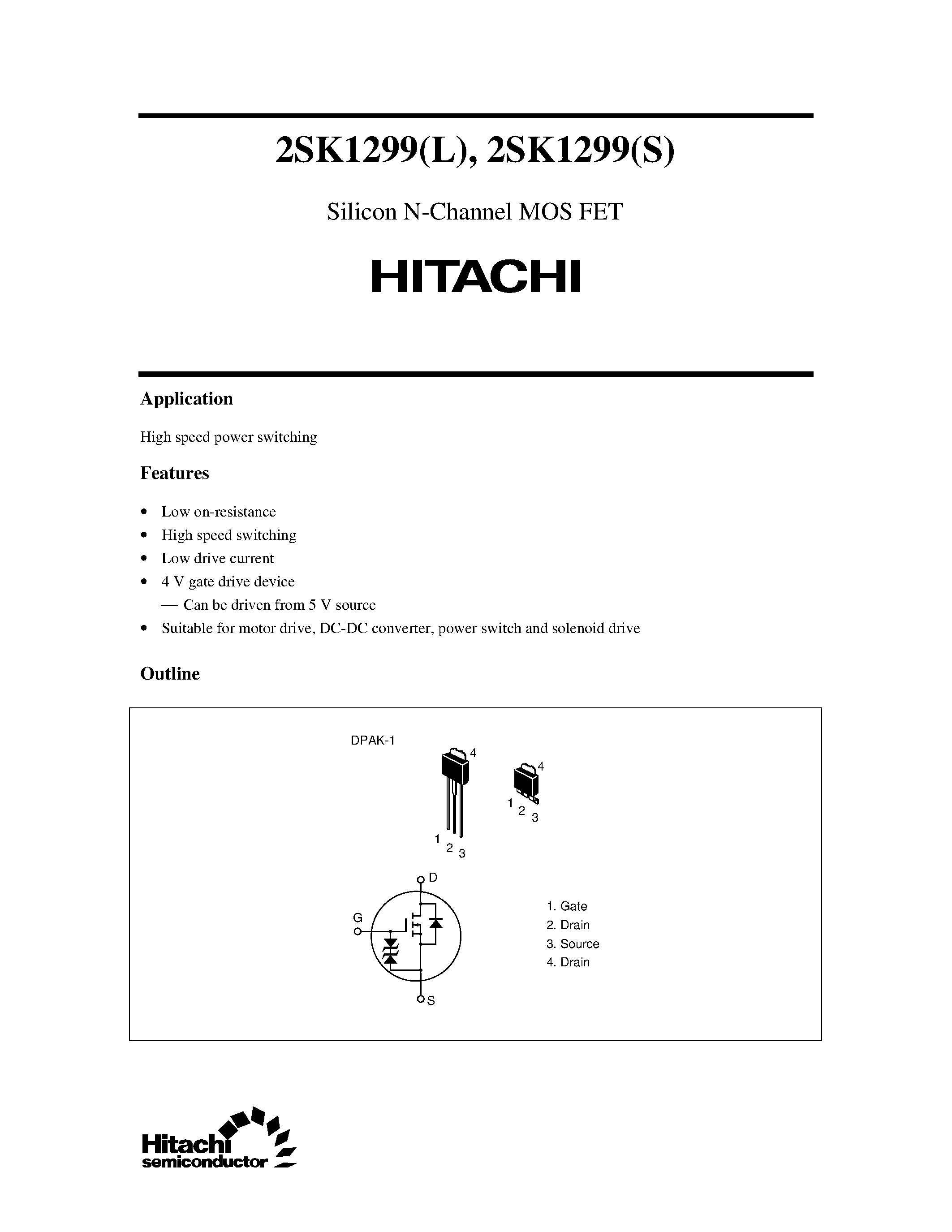 Datasheet 2SK1299 - Silicon N-Channel MOS FET page 1