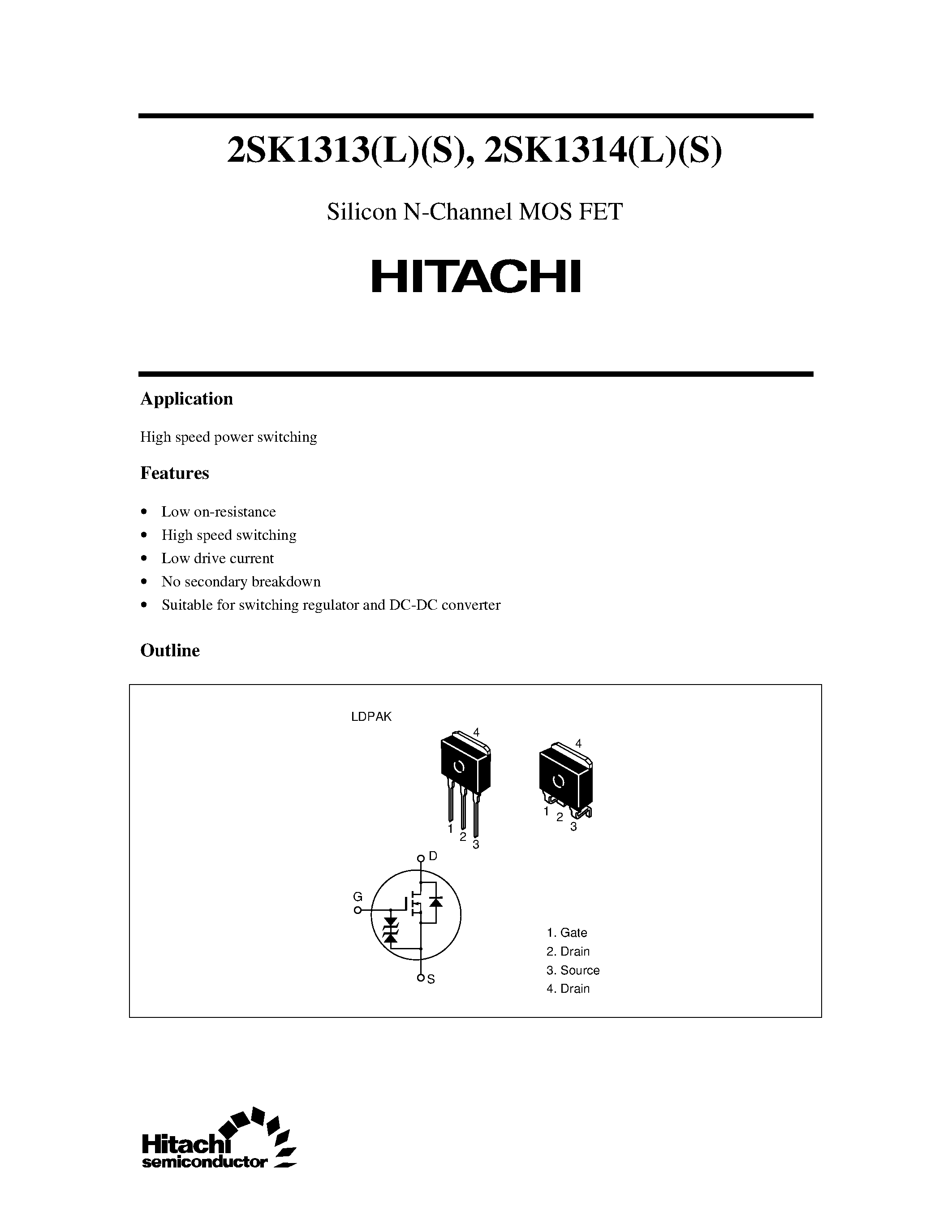 Datasheet 2SK1314 - Silicon N-Channel MOS FET page 1