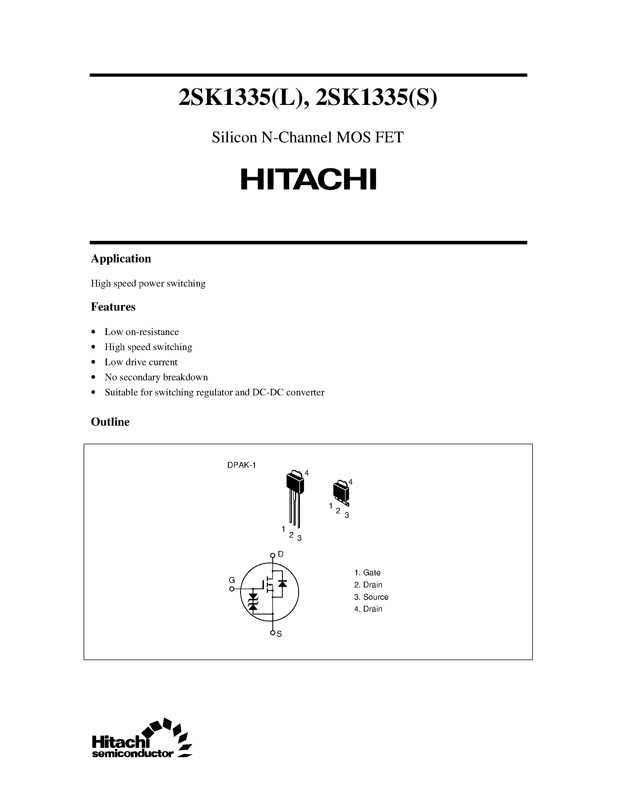 Datasheet 2SK1335 - Silicon N-Channel MOS FET page 1