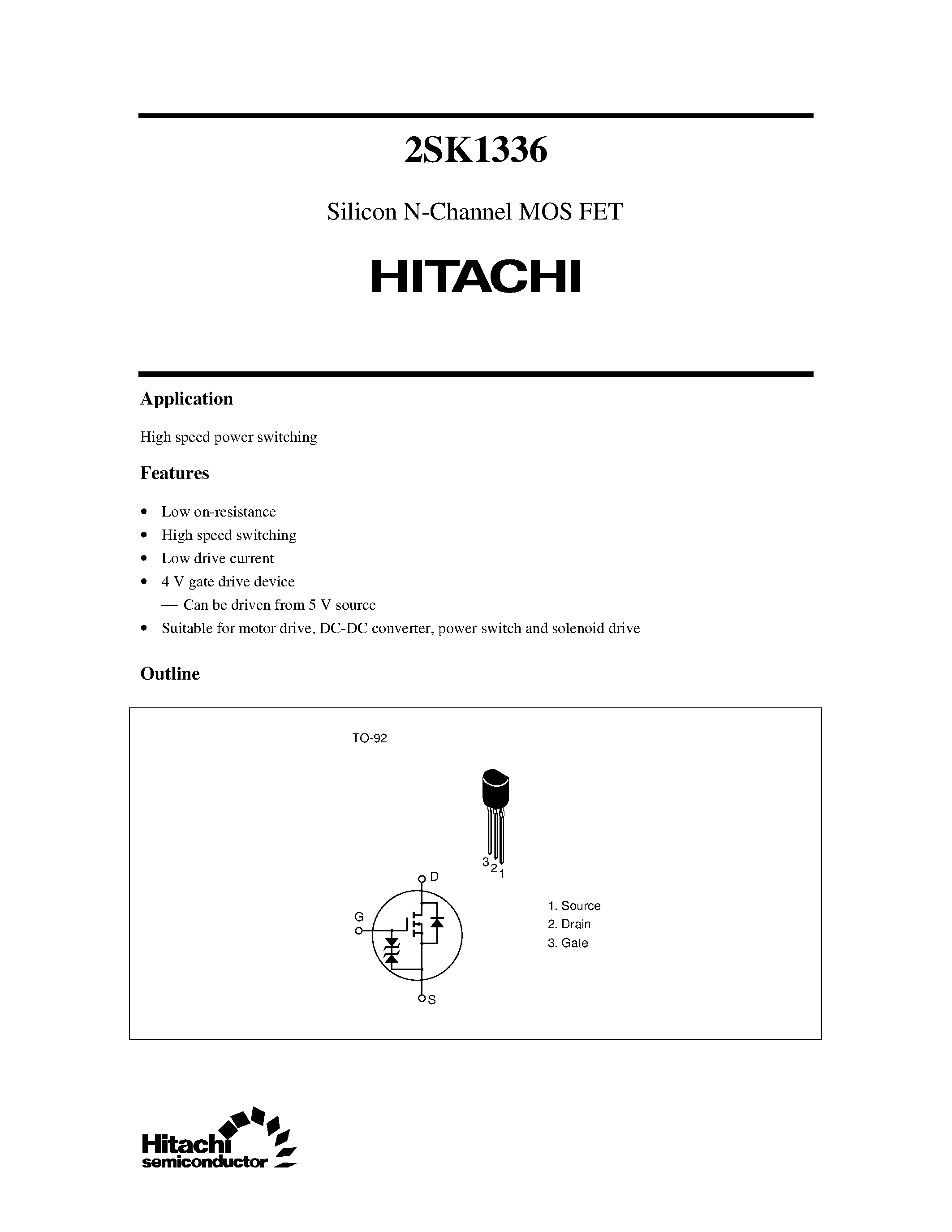 Datasheet 2SK1336 - Silicon N-Channel MOS FET page 1